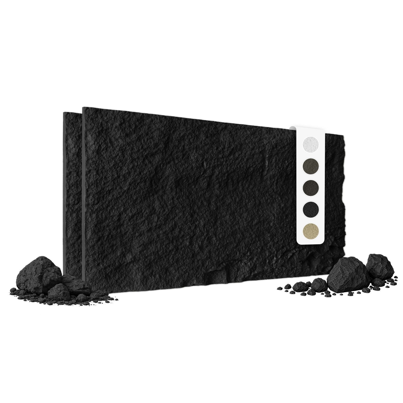 Hexim Wandpaneel, (Steinoptik Felsen Platten 2 Stück 120x60cm PU Wandverkleidung 1,46 m² 3D Paneele Bruchstein Stone Dekor Wandpaneele Wanddeko Steinplatte Wohnzimmer Innenwand schwarz (A002-06 Dark Black)