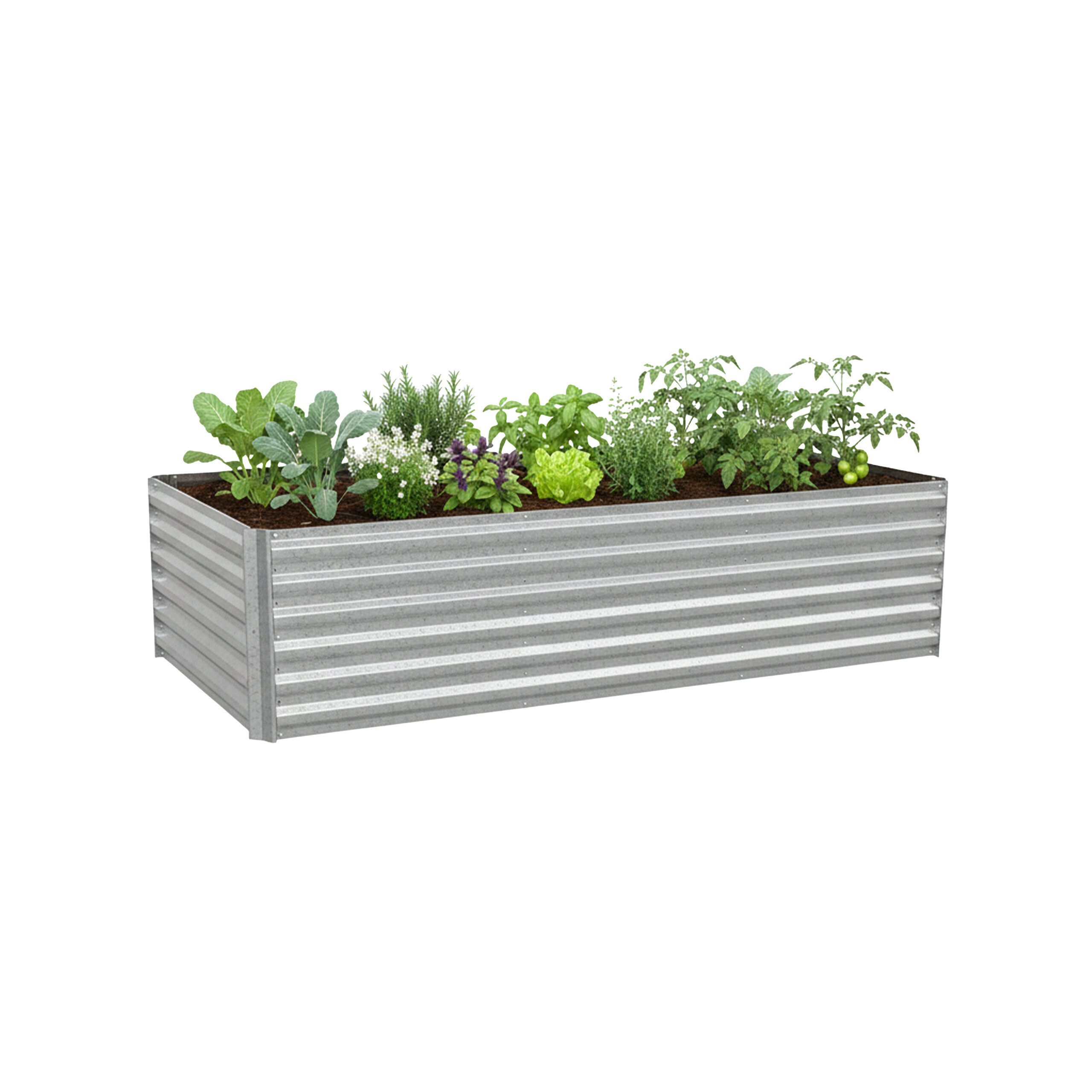 relaxdays Hochbeet aus Metall 57 x 240 x 60 cm, silber