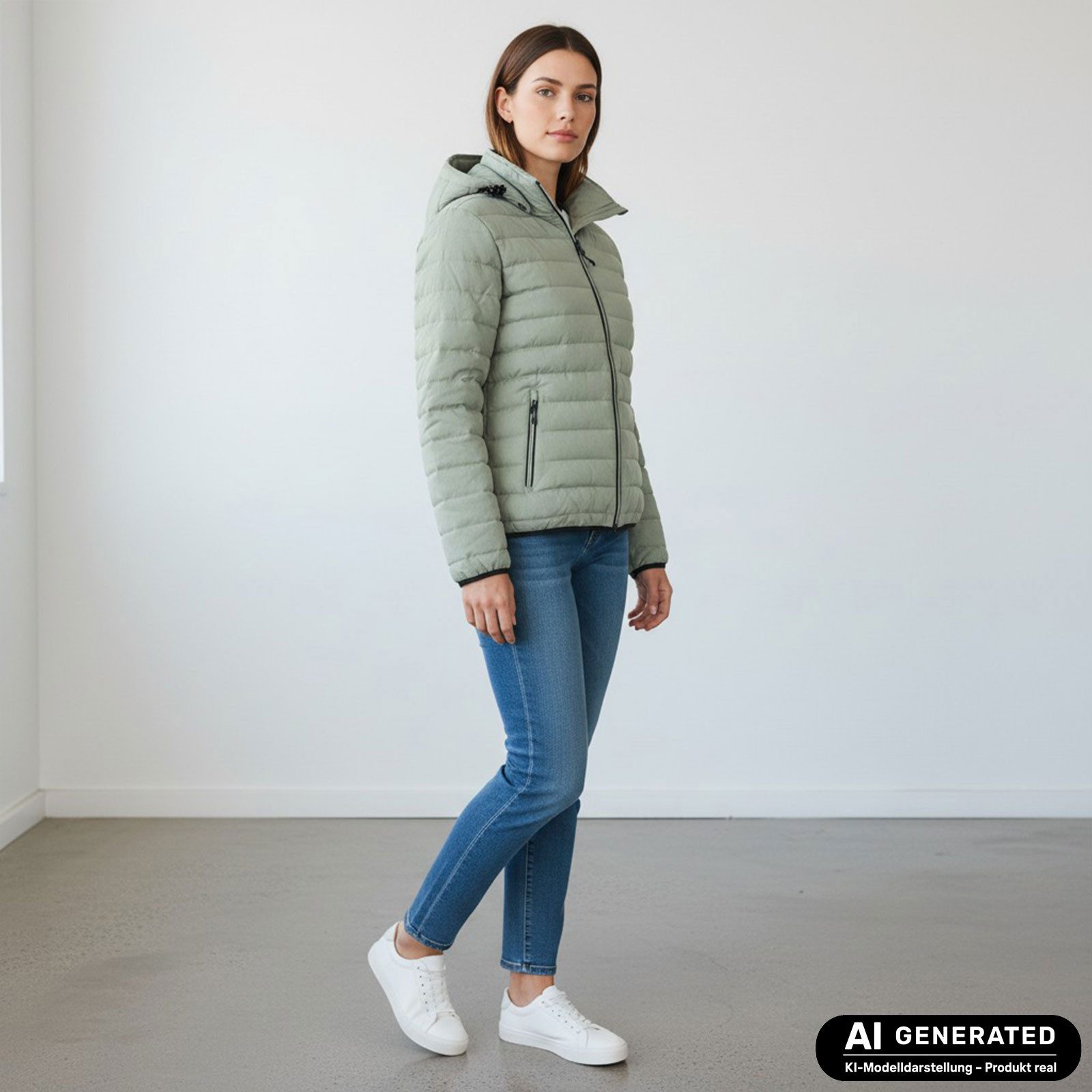 Blue Wave Steppjacke Damen Jacke Nina gesteppt - Leichte Jacke Übergangsjacke Outdoor Melange-Optik, Abnehmbare & verstellbare Kapuze, 2-Wege-Reißverschluss – Bild 3 von 5