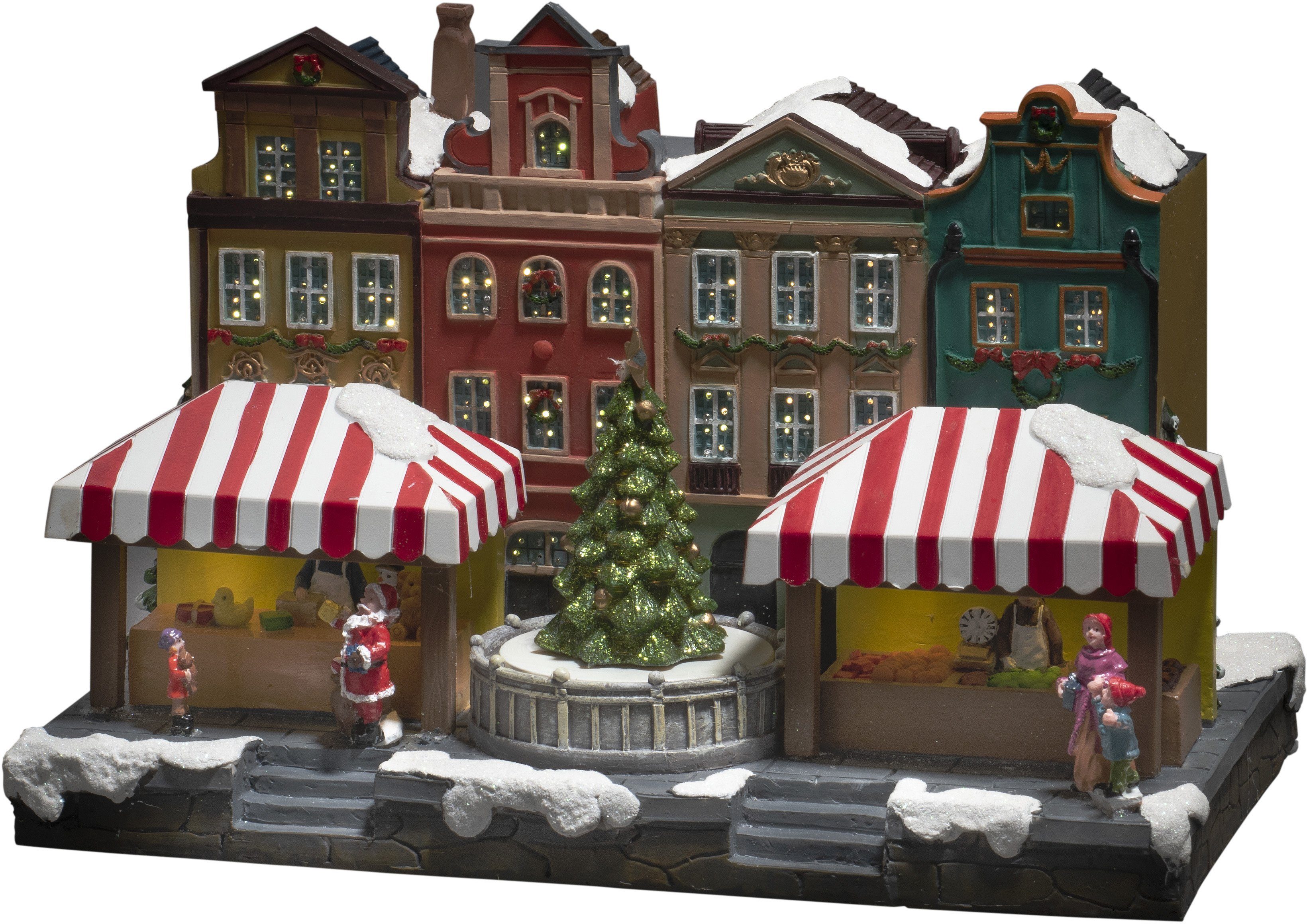KONSTSMIDE Weihnachtsdeko, mit rotierendem Stadtszene Weihnachtsbaum Weihnachtsstadt Fiberoptikhaus LED und