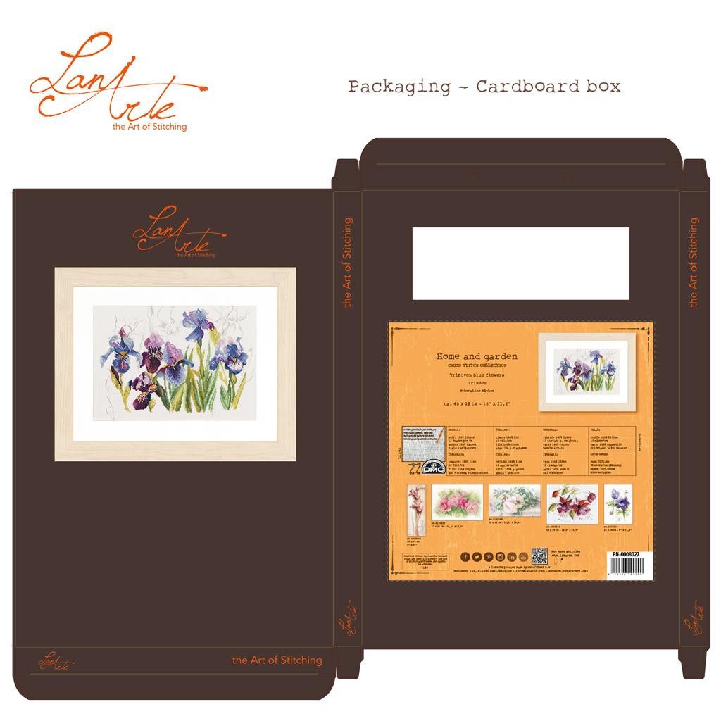 Lanarte Kreativset Lanarte PN-0008027 Blaue Blumen Irisses Kreuzstichpackung, (Set, embroidery Kit), Made in Europa