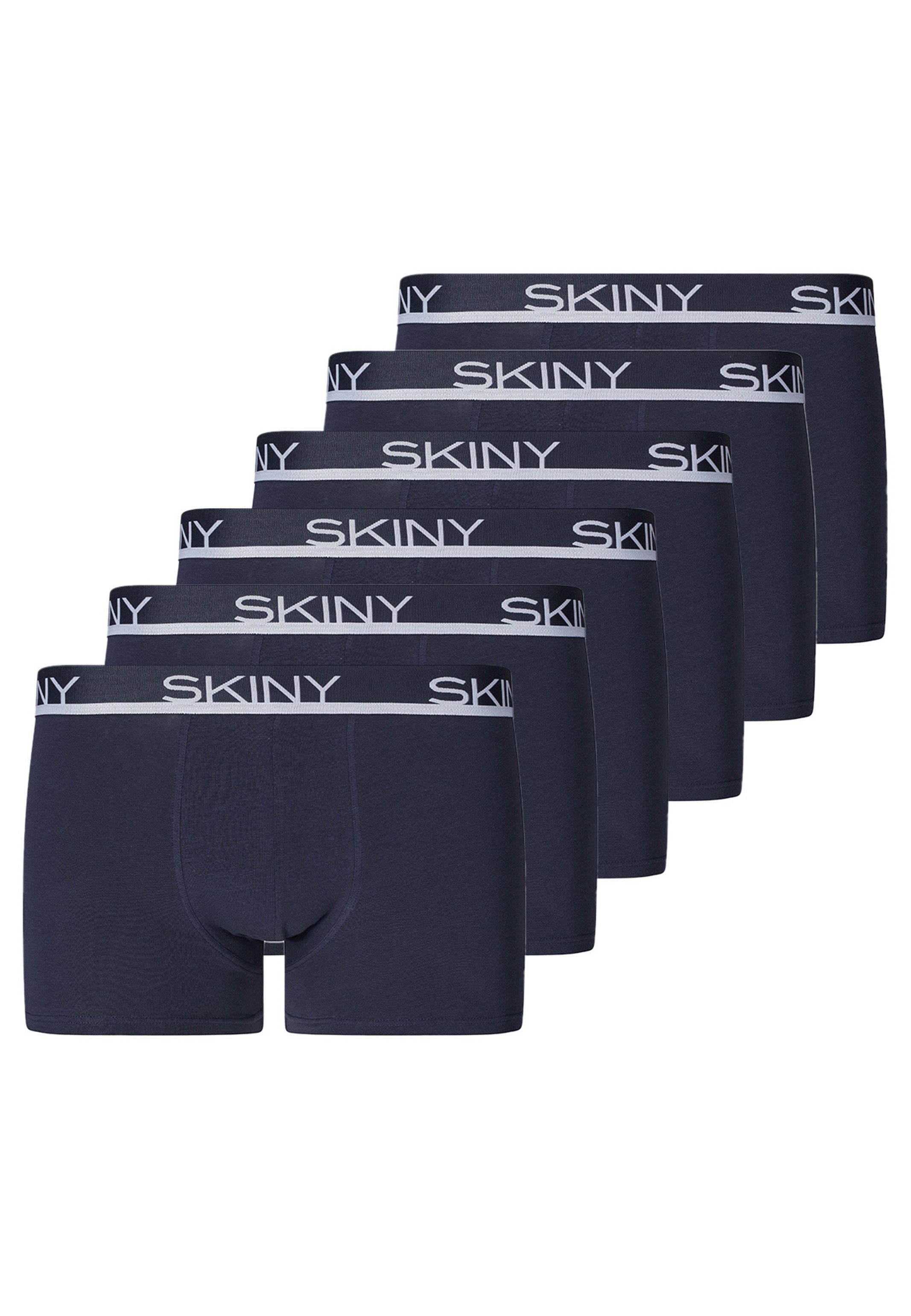 Skiny Retro Boxer 6er Pack Cotton (Spar-Set, 6-St) Retro Short / Pant - Baumwolle - Ohne Eingriff - Körpernaher Schnitt Dunkelblau
