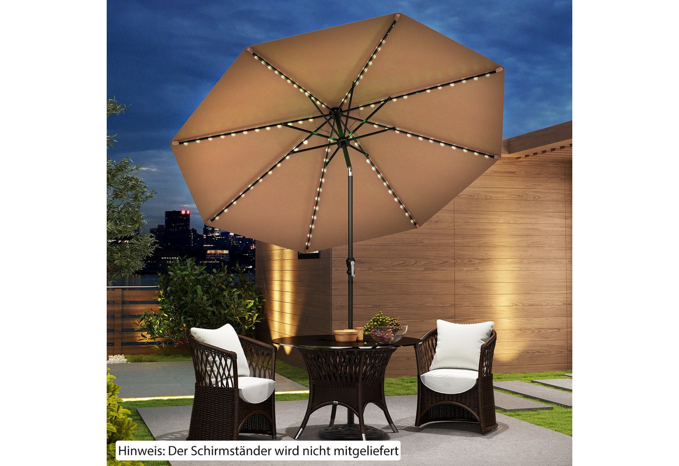 Thumbnail - KOMFOTTEU Sonnenschirm, Terrassenschirm mit LED, 9 Modi
