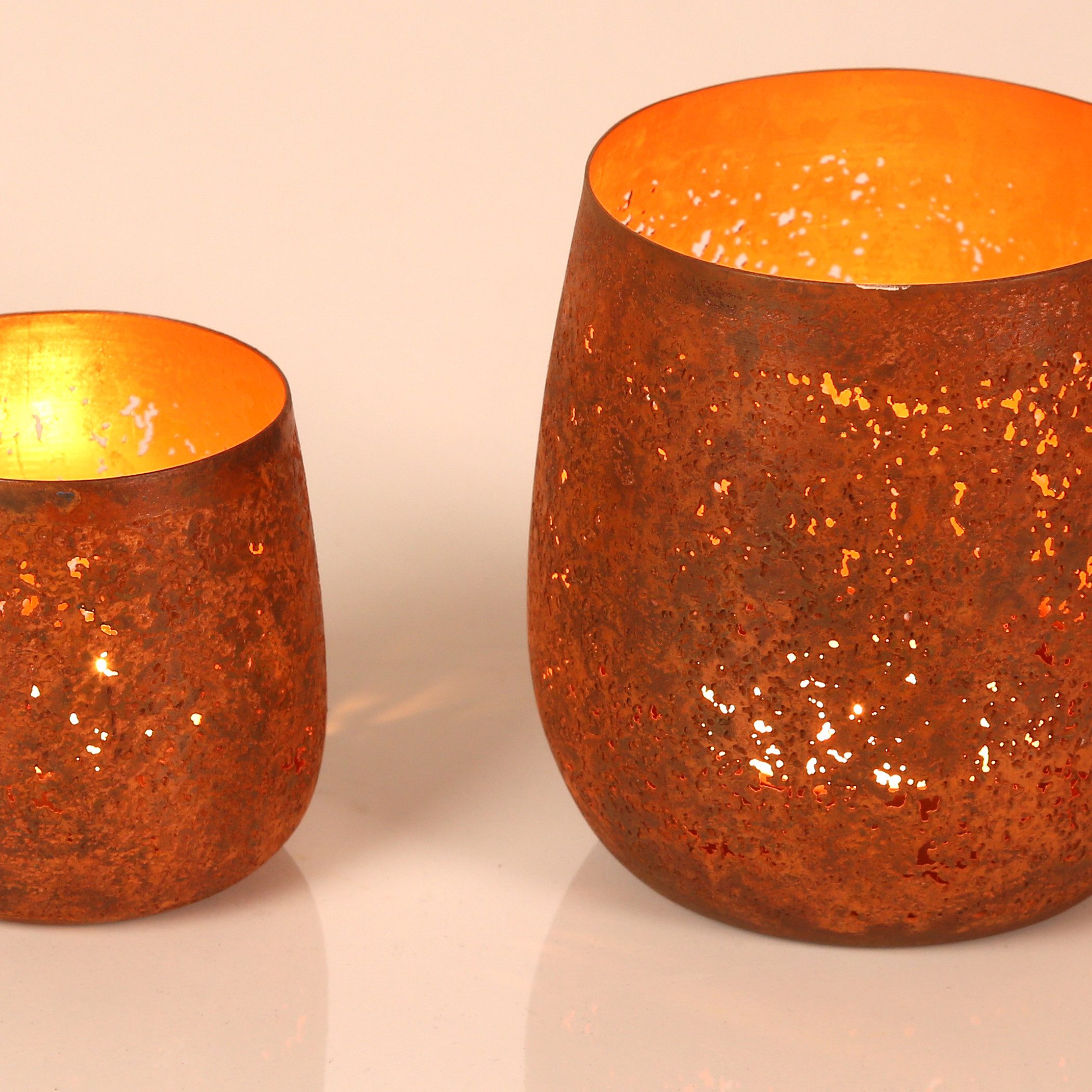 Casa Moro Teelichthalter Windlicht 2er Set Rost-Rot rustikal Metall Kerzenhalter (einzigartige Tischdeko Industrial Look), Ostern Muttertag Deko für Teelichter Geschenk-Idee Ricardo 71148-2