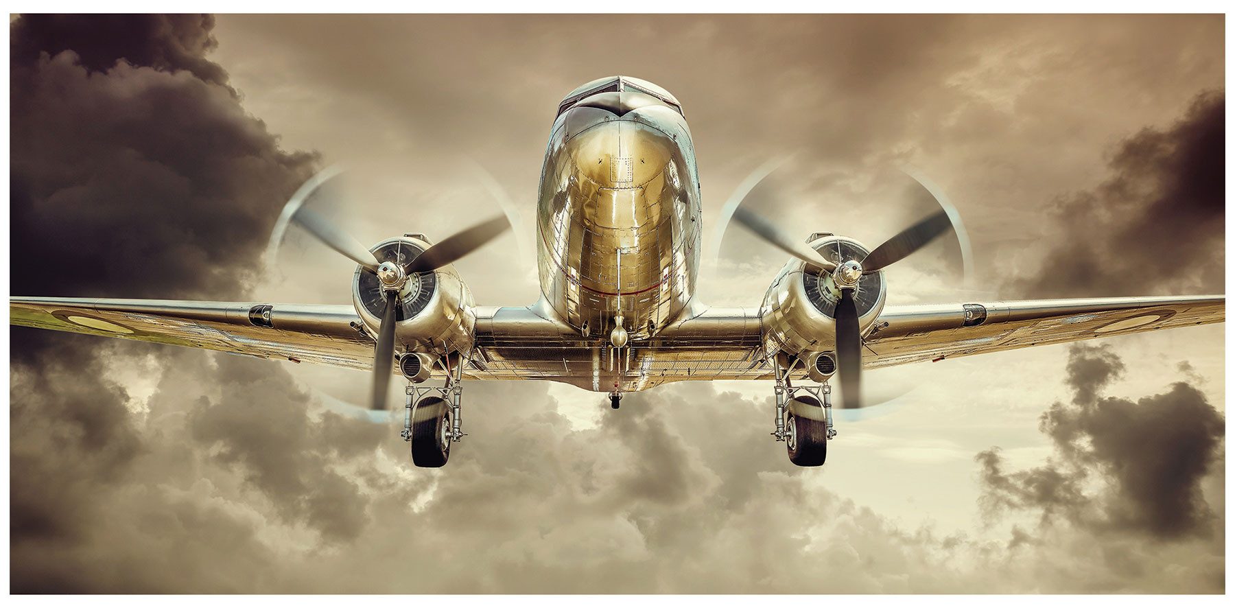 Levandeo® Leinwandbild, Leinwand Flugzeug XXL 115x55cm günstig online kaufen