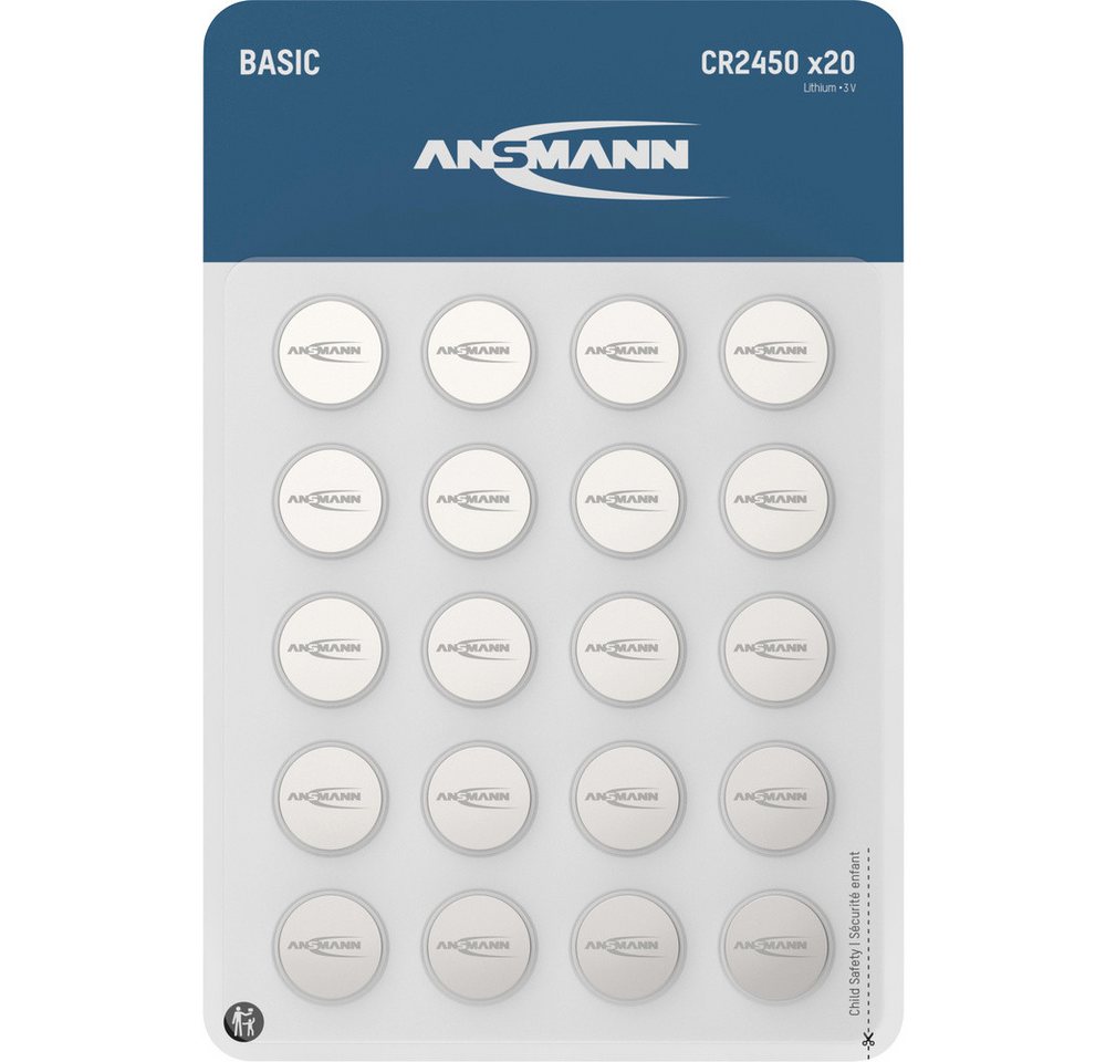 ANSMANN AG Ansmann Knopfzelle CR2450 3 V 20 St. 600 mAh Lithium Knopfzelle