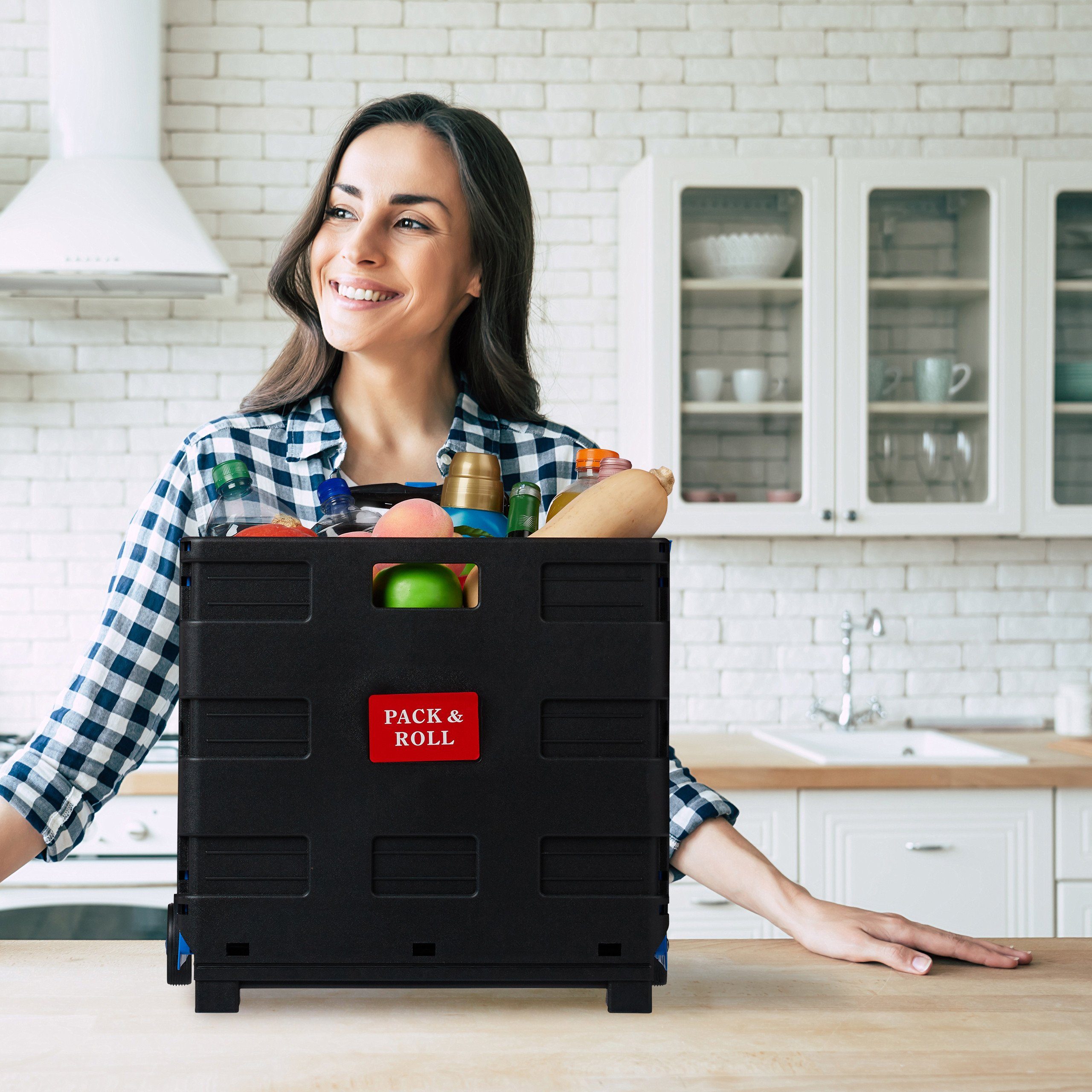 relaxdays Einkaufstrolley klappbar, Blau günstig online kaufen