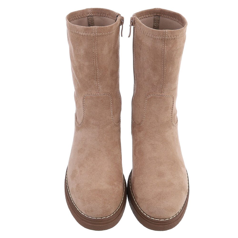 Ital-Design Elegante Ankle Boots mit Blockabsatz für Damen Plateaustiefelette (90598752) Blockabsatz Stiefeletten in Hellbraun