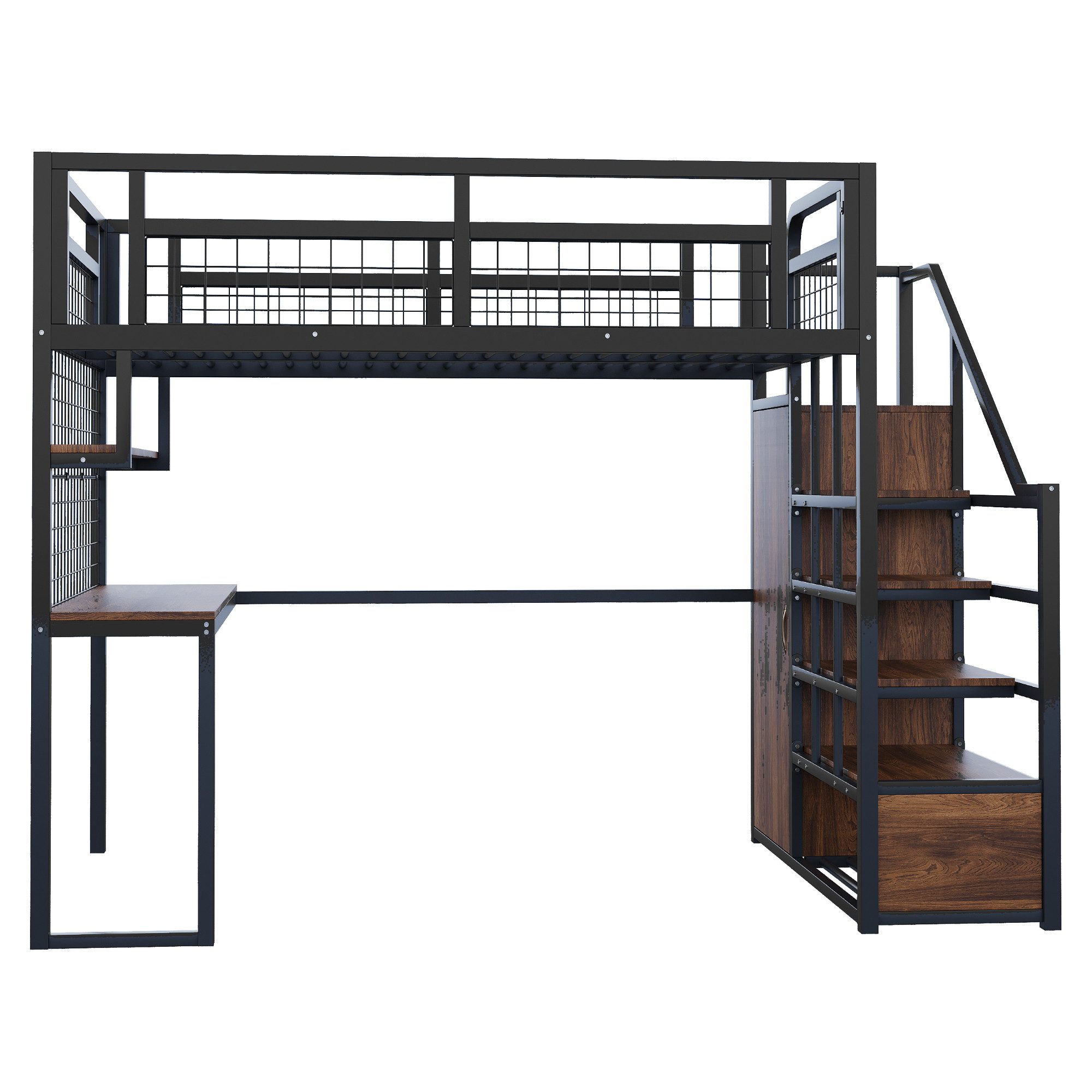 KLAM HOME Hochbett Metall-Hochbett Mit Aufbewahrungsleiter günstig online kaufen