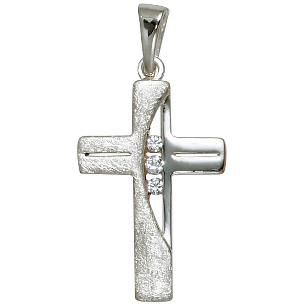 Kettenanhänger Anhänger Kreuz 925 Silber mit 3 Zirkonia