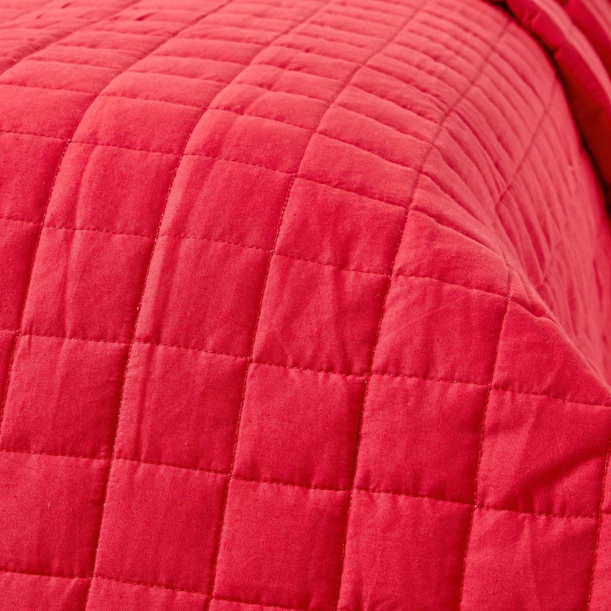 Plaid Gesteppte Tagesdecke aus 100% Baumwolle, rot/weiß, 200 x 200 cm, Homescapes