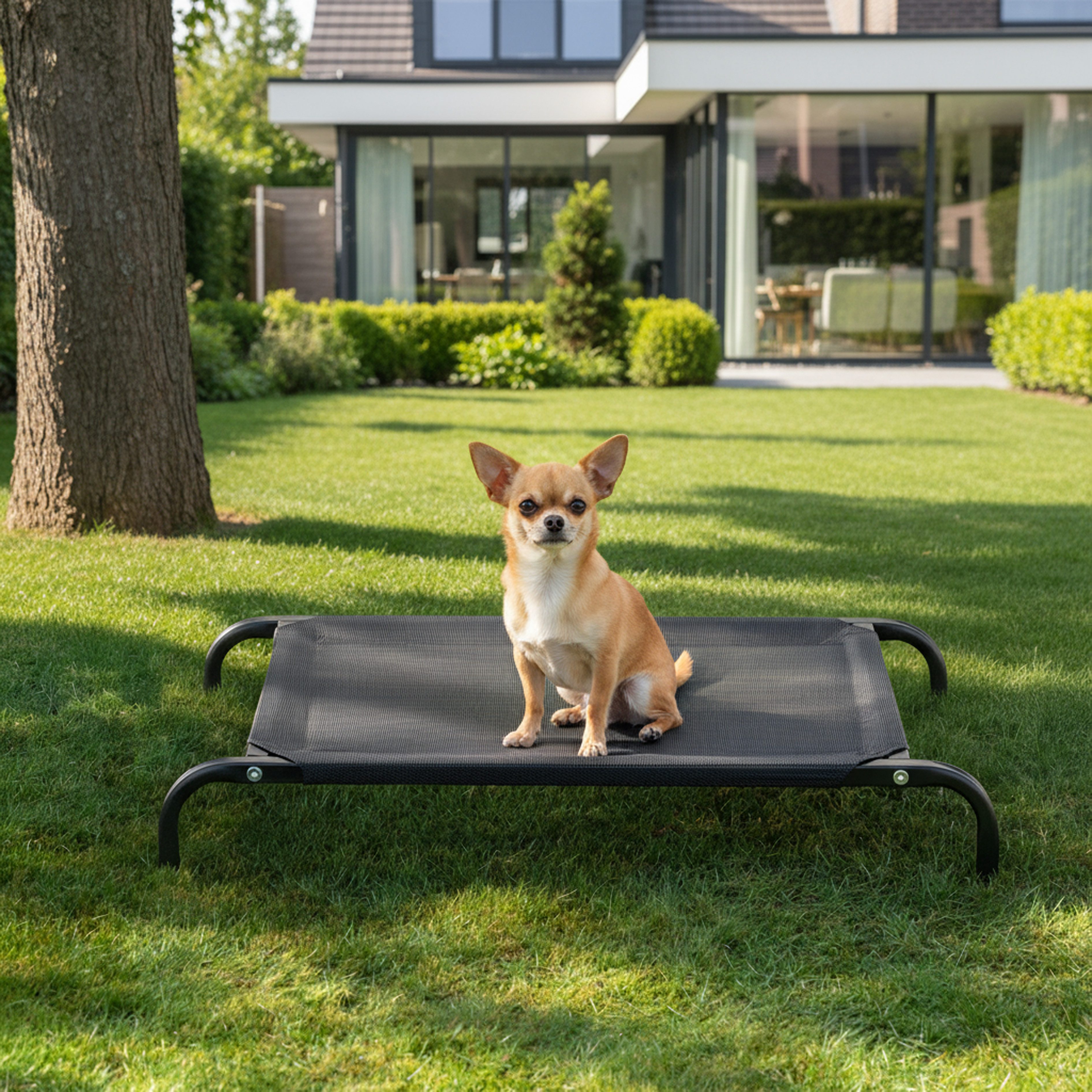 belviona Hundebett erhöht, wetterfeste Outdoor-Hundeliege, Mesh-Material & Metallrahmen, atmungsaktiv & pflegeleicht