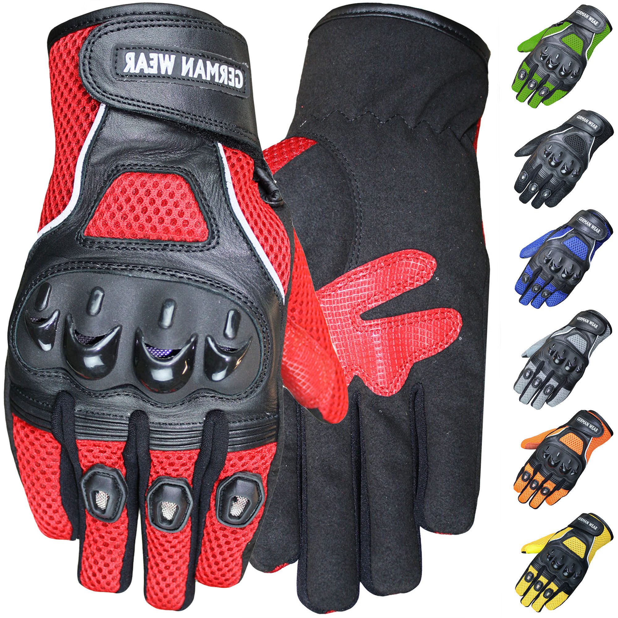 German Wear Motorradhandschuhe GW400G-M9 Motocross Biker Перчатки Leder- & Textilhandschuhe in 6 Цвета(ов)