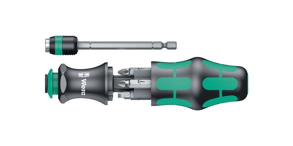 Kompakt20A Bit-Schraubendreher Kraftform Bajonett/Verbindungsteil/6Bits mehrkomponentig Bitschraubendreher 8teilig Wera 1/4Zoll Bits Bitmagazin integriertes