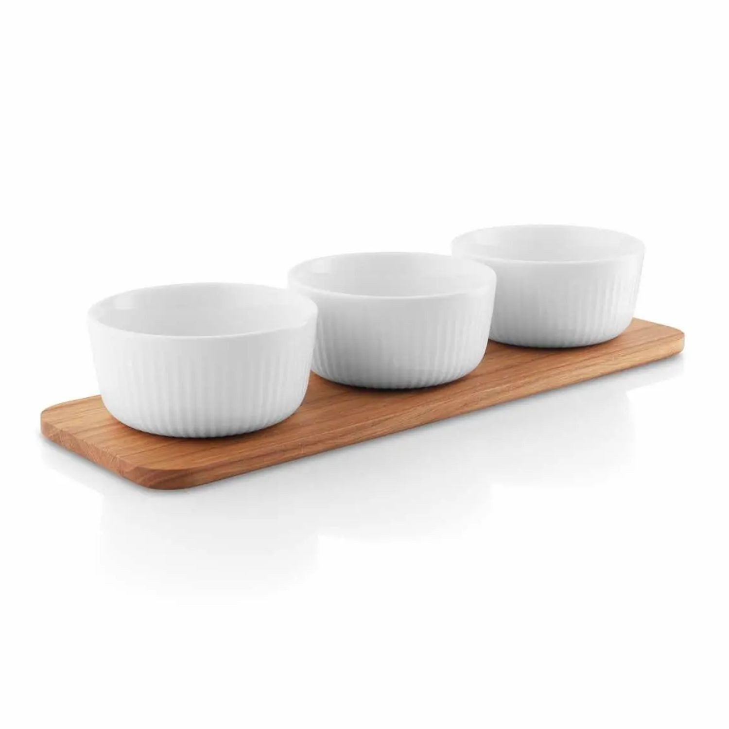 Eva Solo Tapas-Schale Legio Nova Snack-Set, Porzellan, Eichenholz, (4-tlg)
