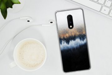 MuchoWow Handyhülle Abstrakt - Gold - Luxus - Blau, Phone Case, Handyhülle OnePlus 7, Silikon, Schutzhülle