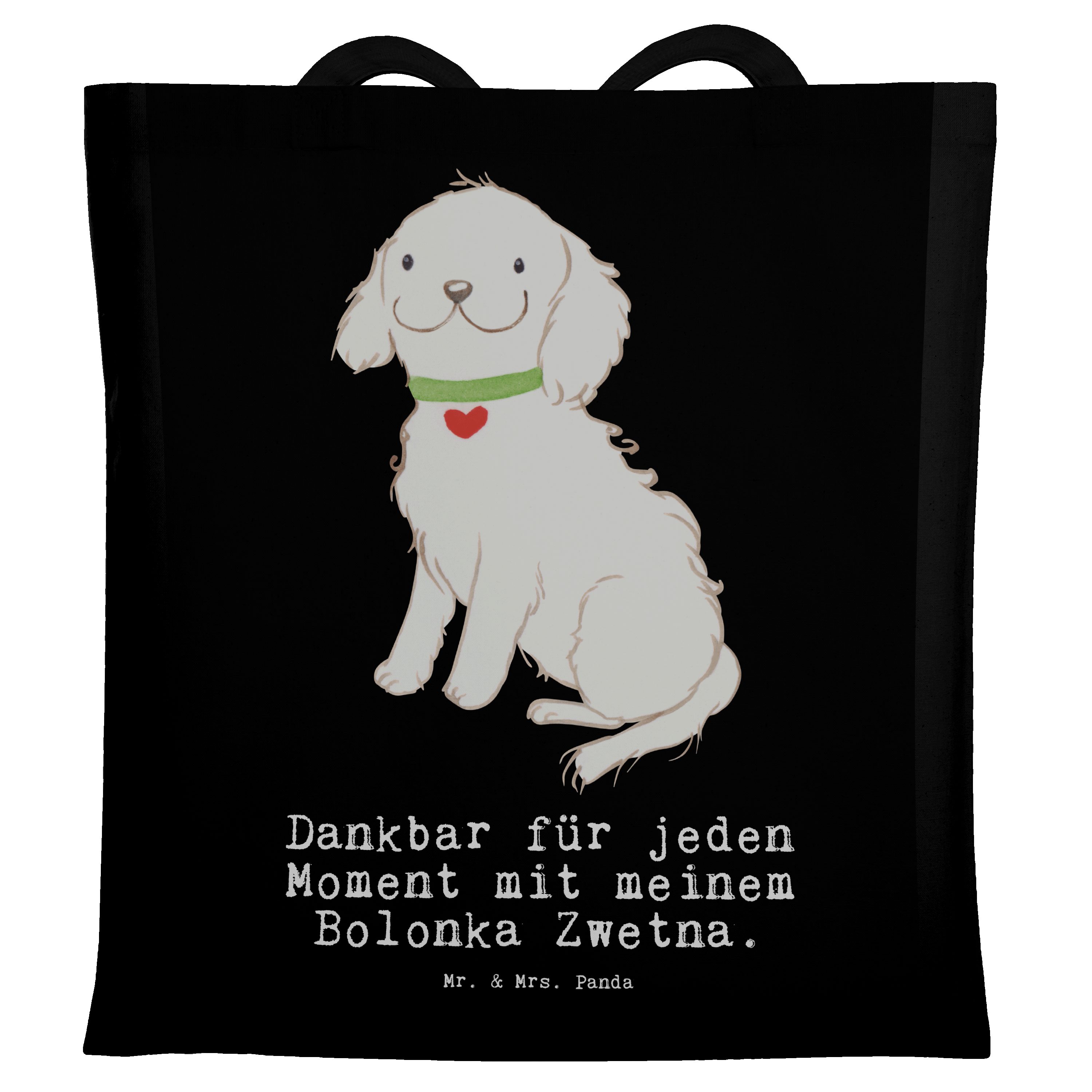 Mr. & Mrs. Panda Tragetasche Geschenk, - Einkaufstasche (1-tlg) - Bolonka Rassehund, Schwarz Moment Zwetna