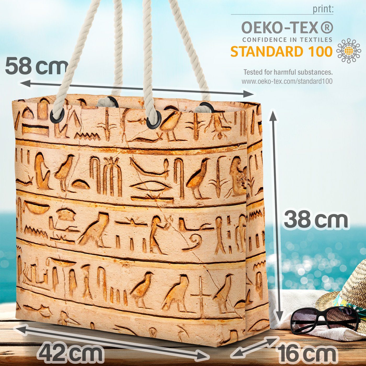 Ägypten VOID Pyramiden Afrik Antike Ägypten (1-tlg), Hiroglyphen Antike Strandtasche Hiroglyphen