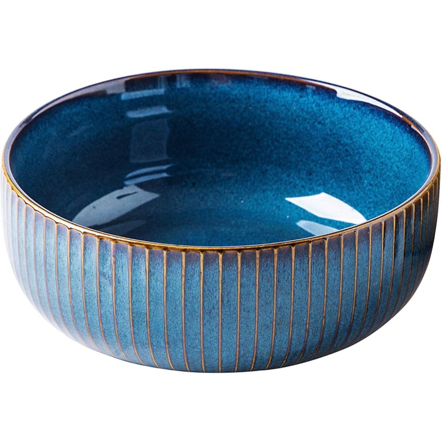 CSYY Salatschüssel Salatschüssel Keramik 1800ML Groß Porzellan Salatschale 21cm Blau