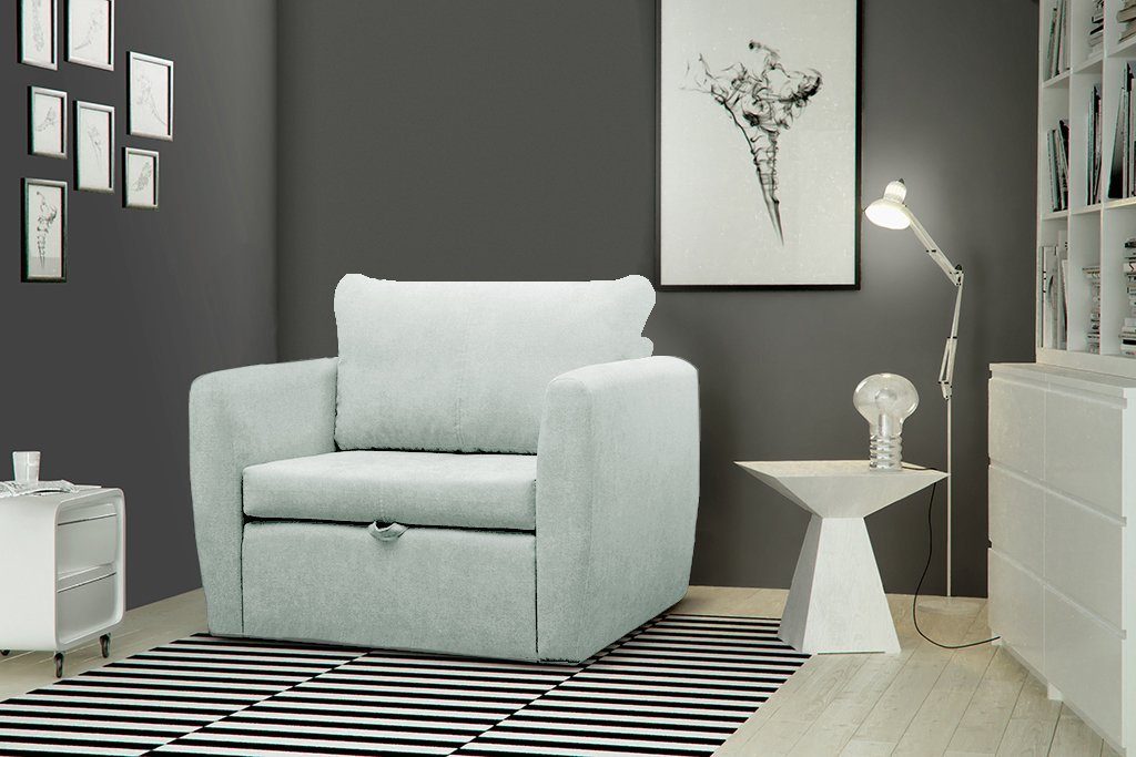 Beautysofa Relaxsessel KAMEL (Modern 1-Sitzer Sofa, Wohnzimmersessel), mit  Schlaffunktion, Bettkasten, Polstersessel