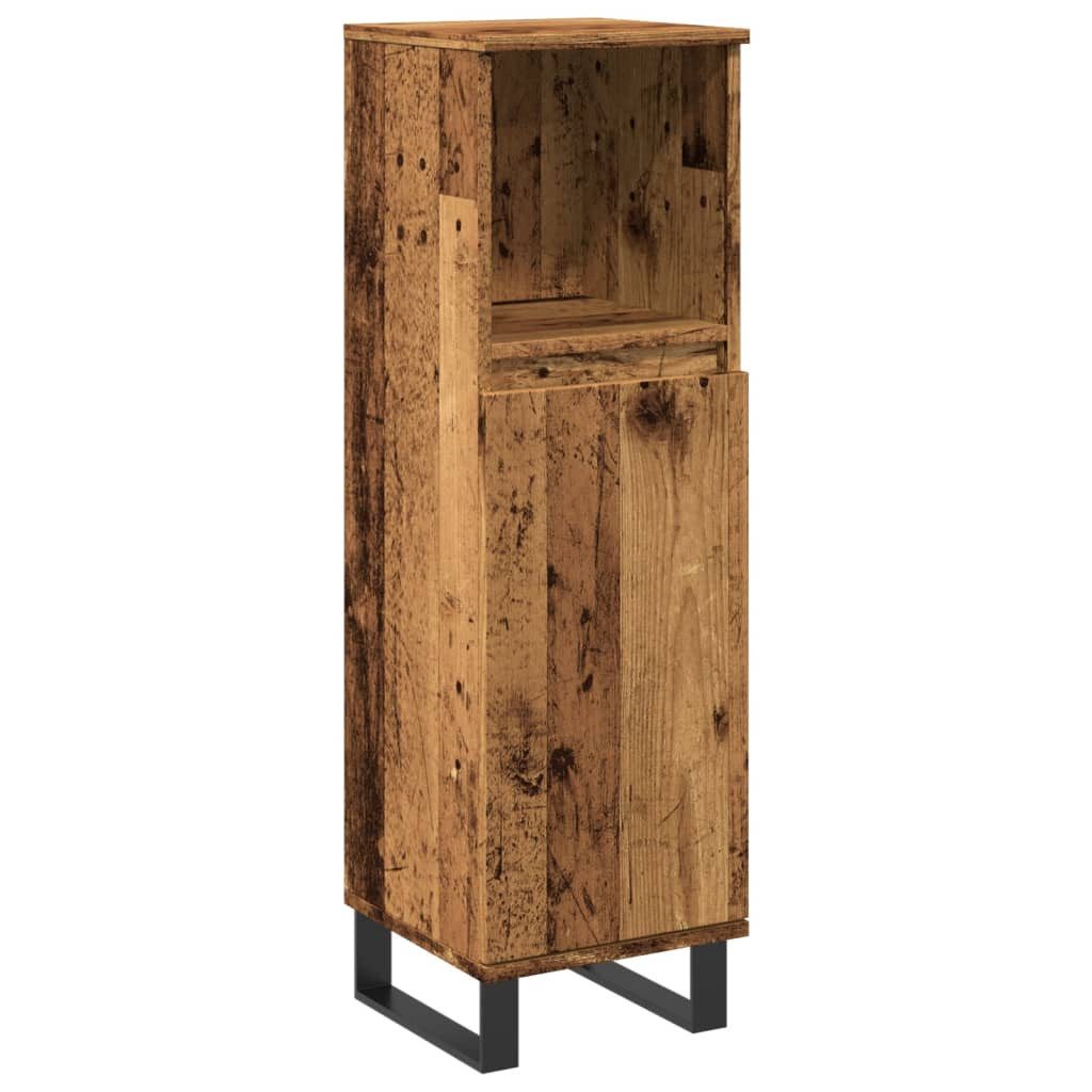 vidaXL Badezimmerspiegelschrank Badschrank Altholz-Optik 30x30x100 cm Holzwerkstoff (1-St)