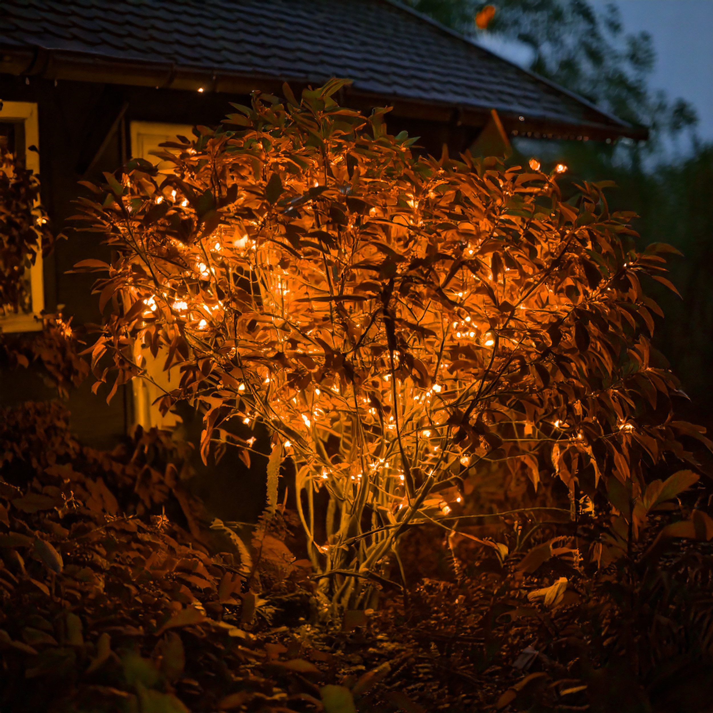 LED-Lichterkette 60 bernstein-LEDs 6m LED Kette + 2m Zuleitung Weihnachtsdeko 102172