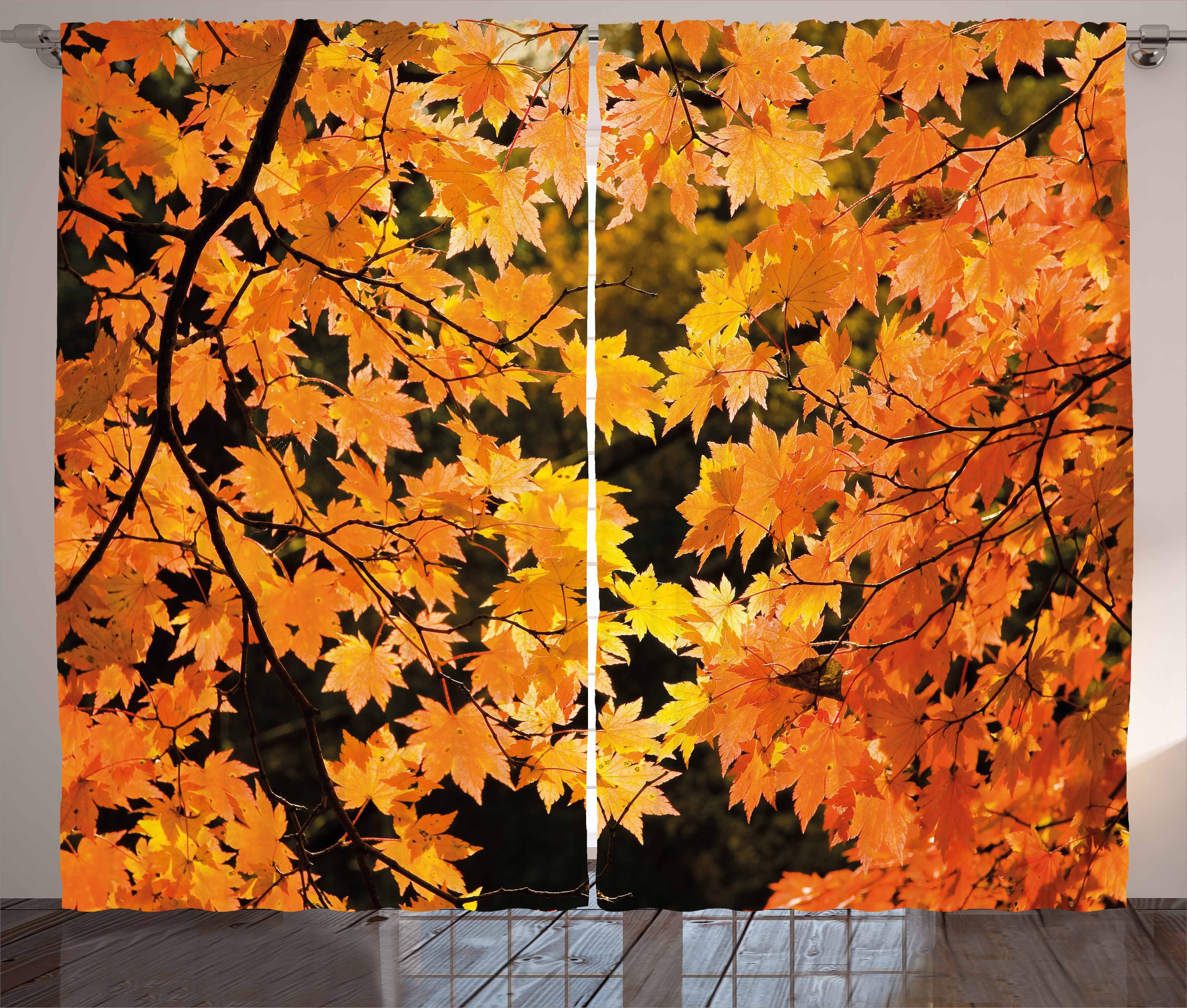 Gardine Schlafzimmer Kräuselband Vorhang mit Schlaufen und Haken, Abakuhaus, Blätter Vivid Herbst-Ahornblätter