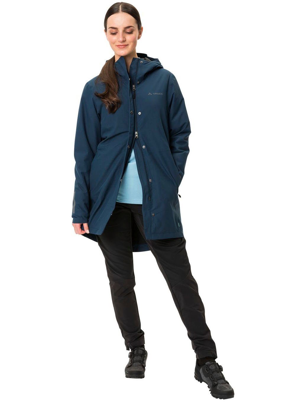 VAUDE Funktionsmantel WOMEN'S CYCLIST PADDED PARKA II wasserdicht, winddicht, atmungsaktiv, mit reflektierenden Details