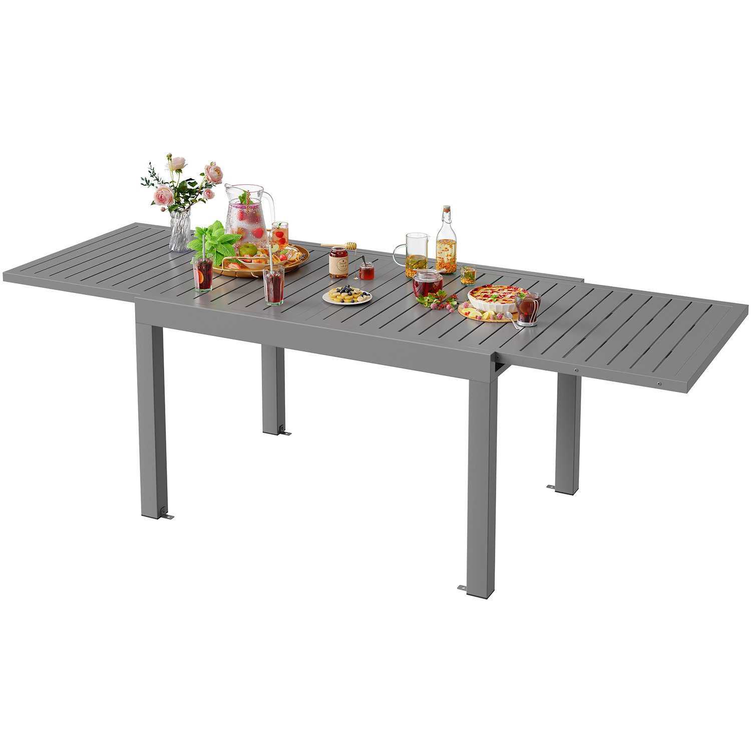 HOMALL Gartentisch Gartenanbautisch 80/160 cm,ausziehbarer Aluminiumtisch günstig online kaufen