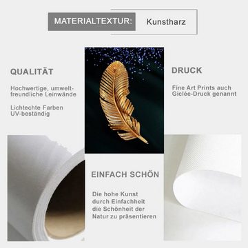 TPFLiving Kunstdruck (OHNE RAHMEN) Poster - Leinwand - Wandbild, Goldene Blätter - (Einzeln und im günstigen 3-er Set - Wanddeko Wohnzimmer), Farben: Gold, Schwarz - Größe: 10x15cm