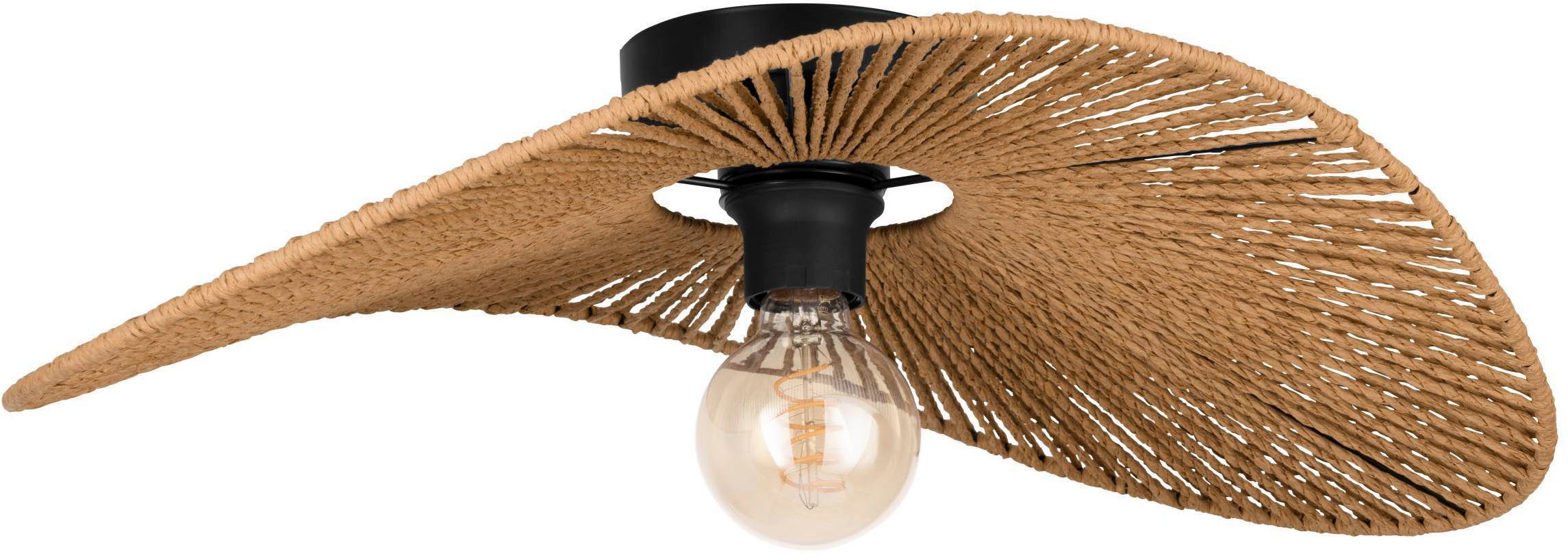 EGLO Deckenleuchte Siruela Deckenlampe, Wohnzimmerlampe, Papier und Metall, E27, Lampe, ohne Leuchtmittel, Wand-/Deckenleuchte - L56 x B40 x H16 cm - schwarz - 1X42W exkl.