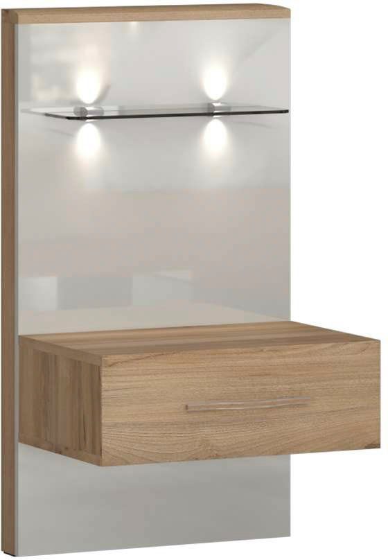 OTTO home Nachtkonsole Gala, beige hochglänzend UV lackiert und melaminbeschichtet, kratzfest (Schublade mit Soft-Close-Funktion, 56x47x100cm (BxTxH), mit Beleuchtung,wahlweise rechte oder linke Bedienung,FSC-zertifiziert