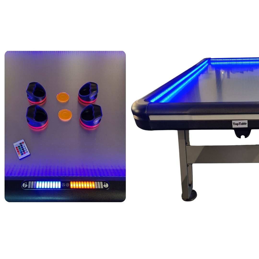 Charlsten Spieltisch Charlsten Airhockey Tisch mit Multi LED Lichteffekten 7ft