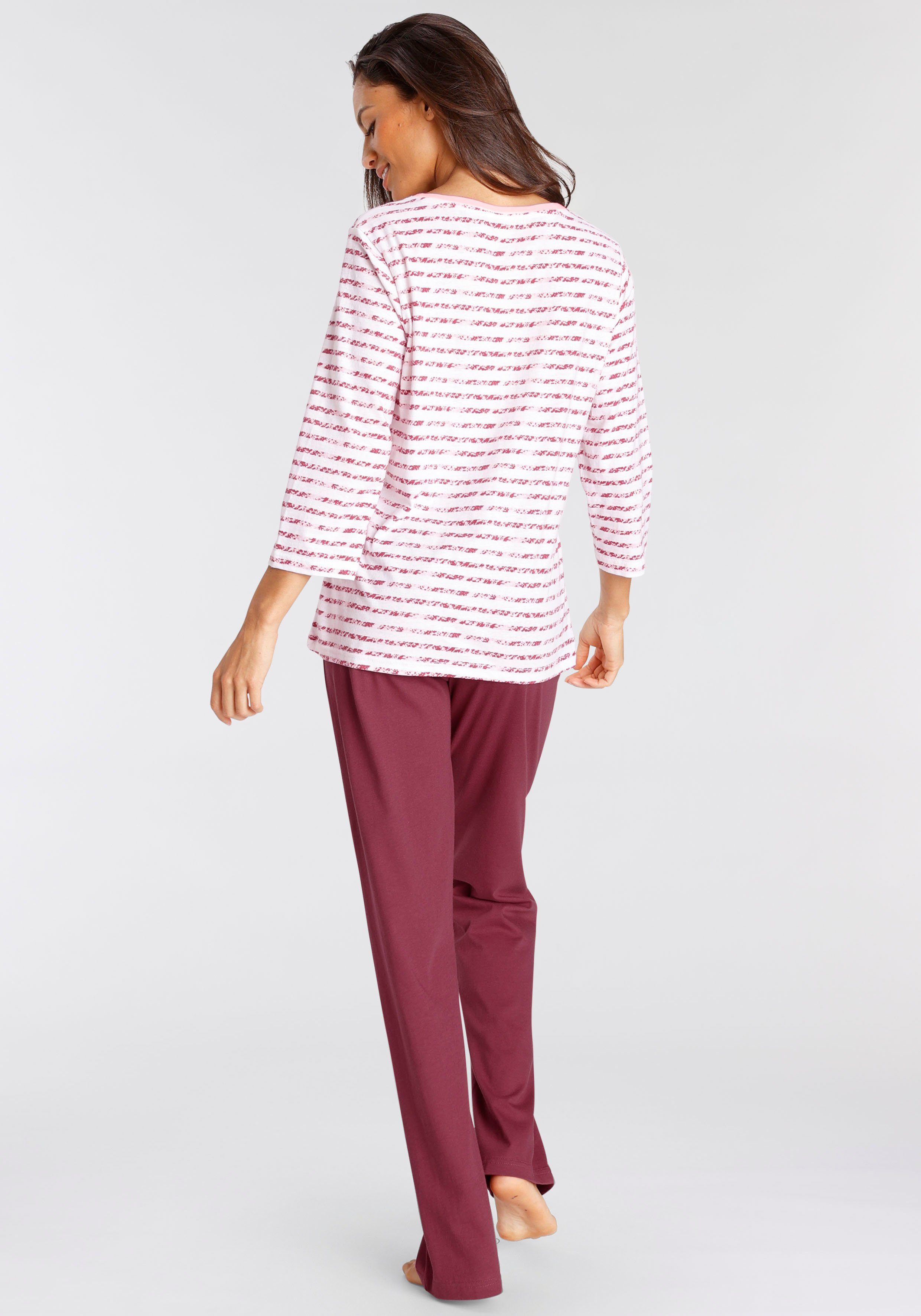 Vivance Dreams pink-rot-gestreift Pyjama (2 tlg)