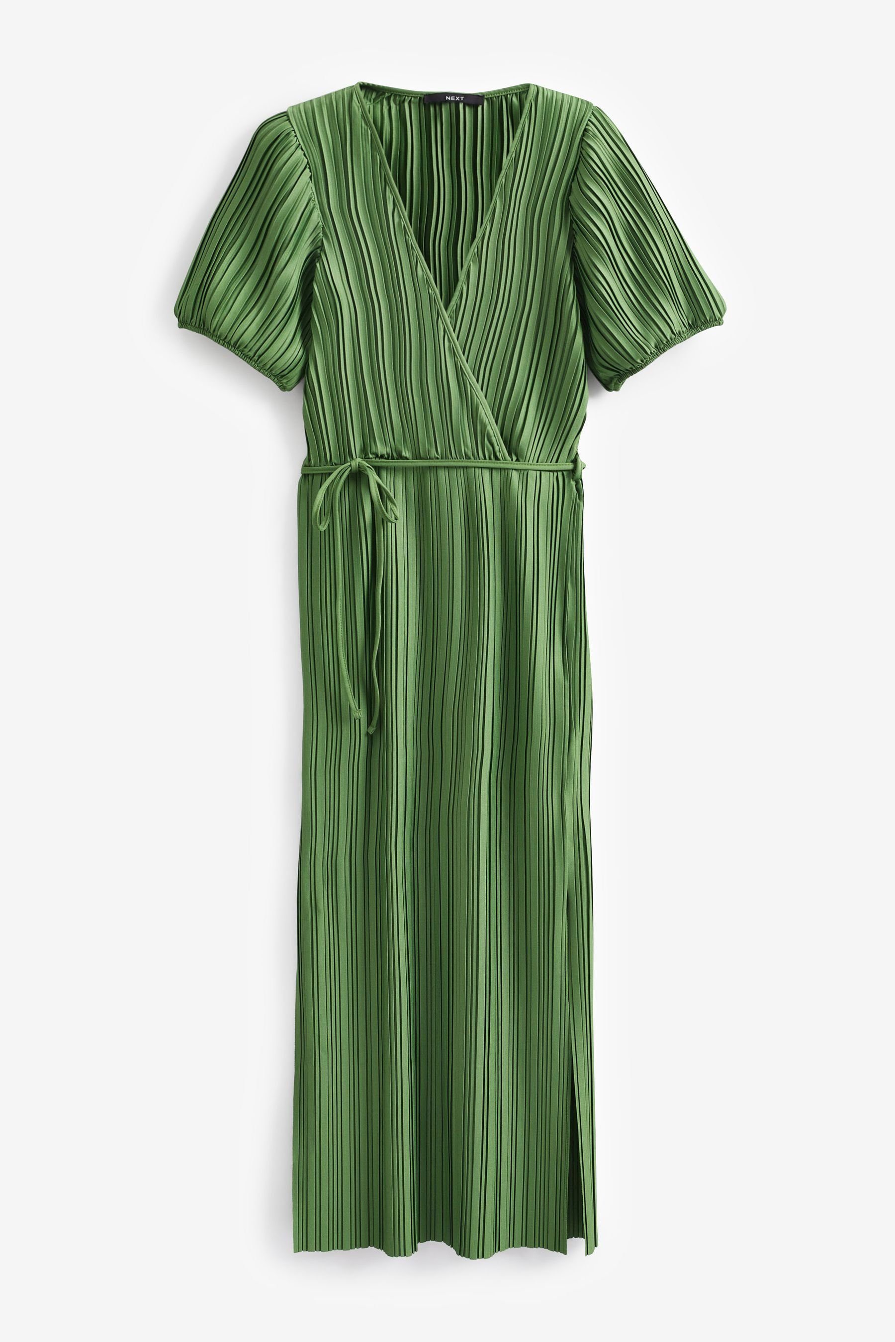 Plisseekleid (1-tlg) kurzen Next Plissiertes mit Green Kleid Ärmeln