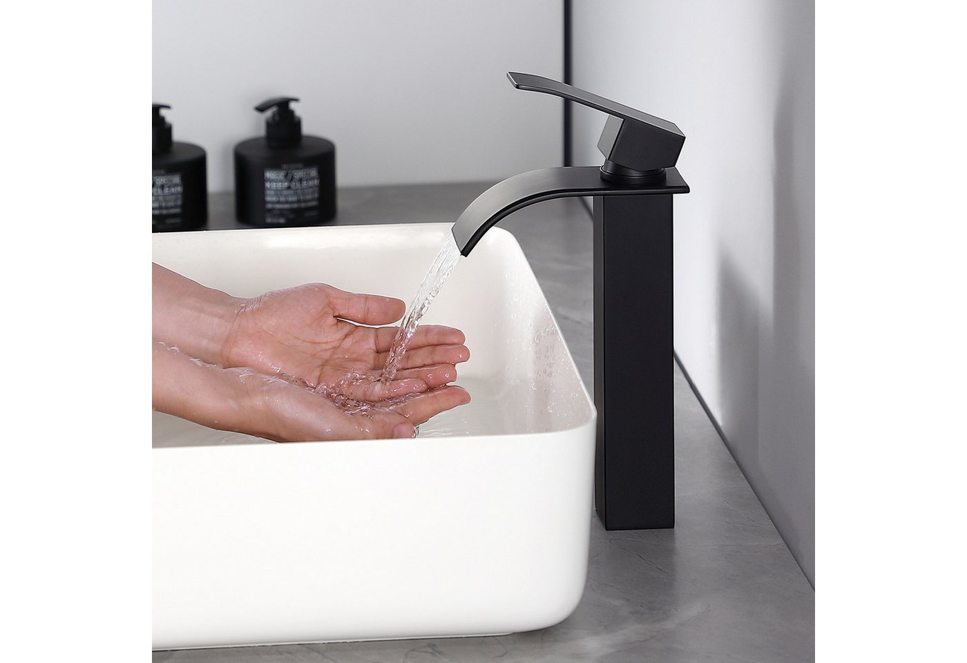 Thumbnail - CECIPA MAX Waschtischarmatur Schwarz Wasserhahn Bad,Badarmatur mit Sifon Siphon (Badezimmerhahn, 1-St., Mischbattrie) Ei...