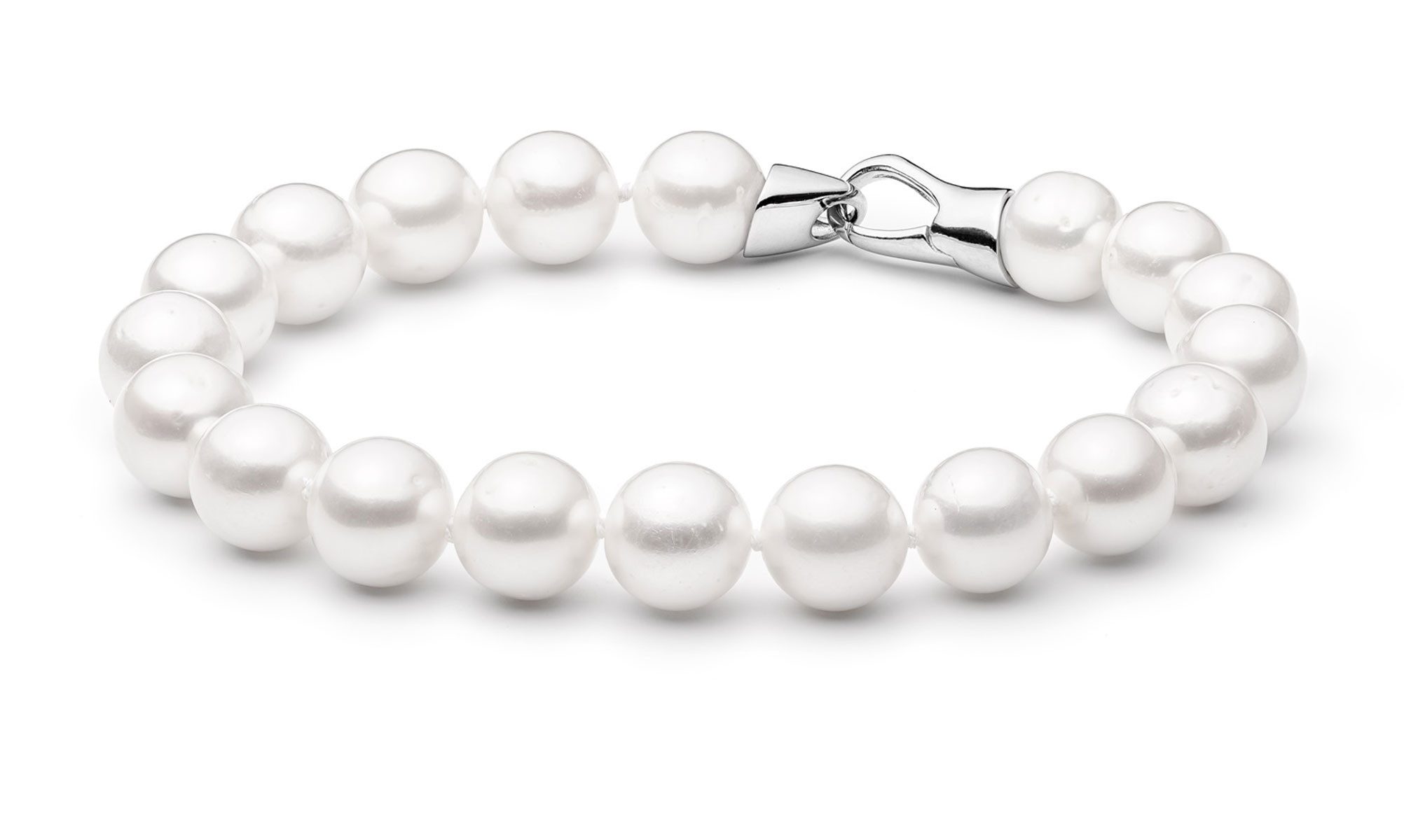 Perlenarmband klassisch weiß rund 8.5-9 mm, echte Süßwasserzuchtperle
