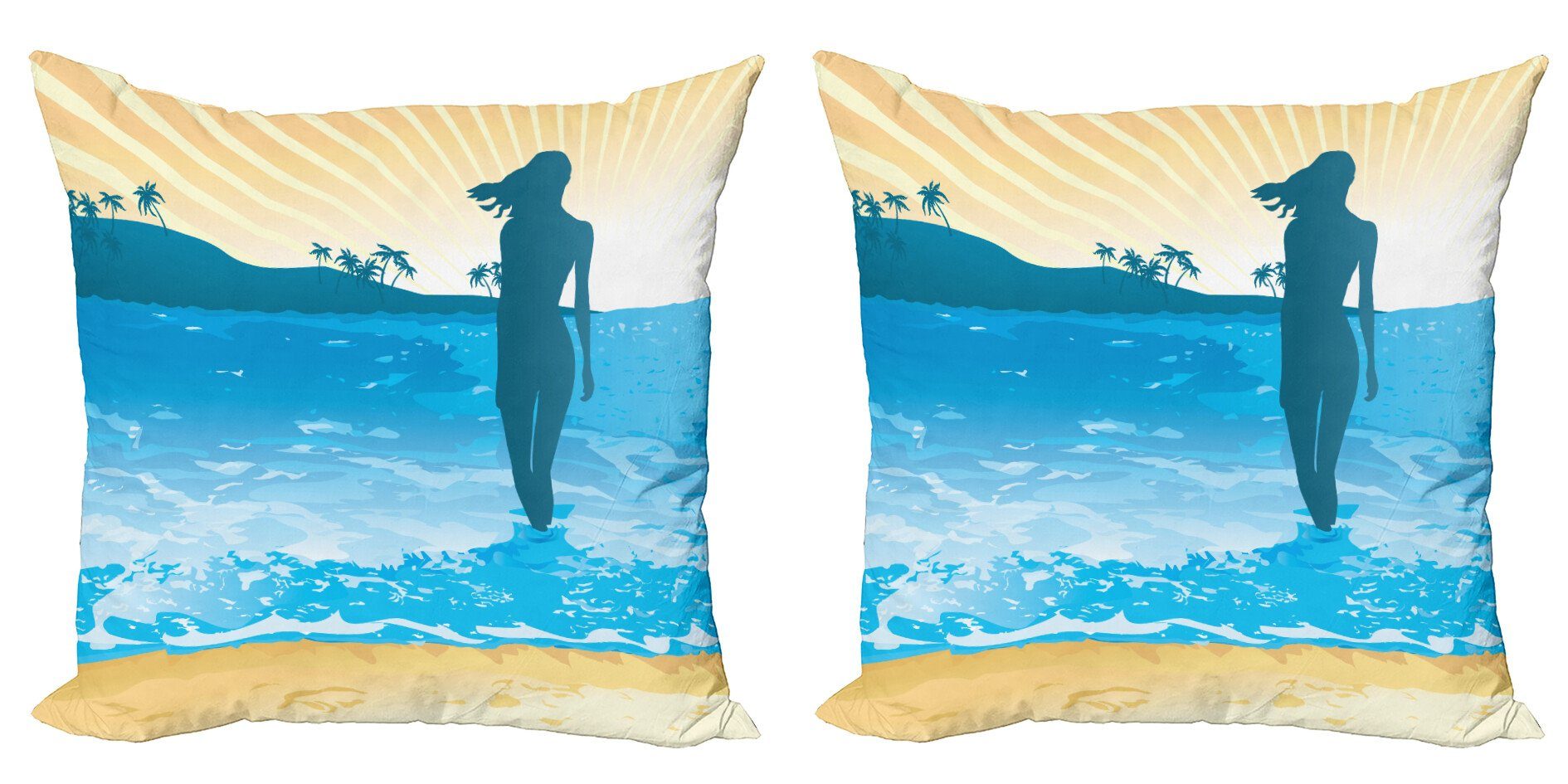 Kissenbezüge Modern Accent Doppelseitiger Digitaldruck, Abakuhaus (2 Stück), Strand Sea Shore Ozean Sommer | Kissenbezüge