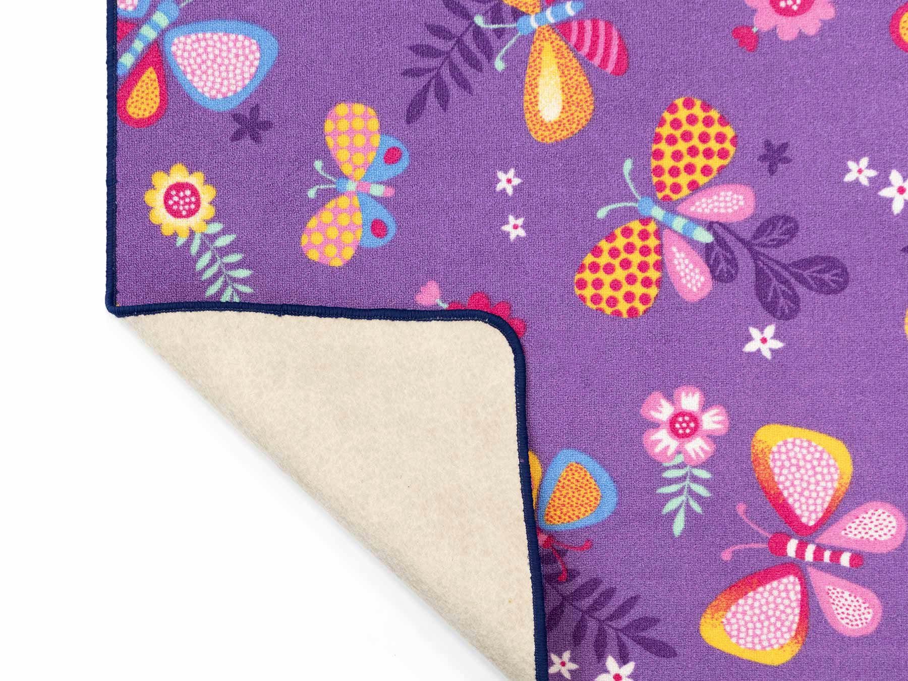 Primaflor-Ideen in Textil Kinderteppich PAPILLON, Made in Belgium, rechteckig, Höhe: 6,5 mm, Motiv Schmetterlinge, Kinderzimmer