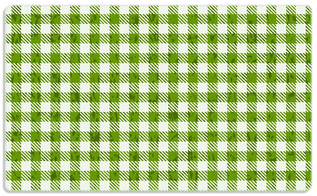 1-St), Wallario grün Muster und Tischdecke in Gummifüße 14x23cm rutschfester weiß Frühstücksbrett (inkl. 4mm, einer kariert, ESG-Sicherheitsglas,