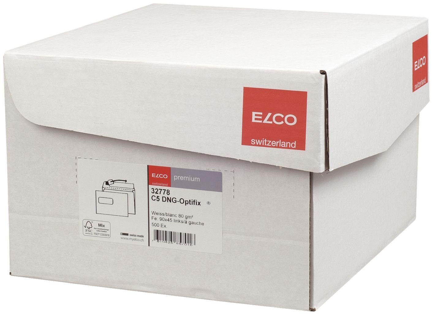 ELCO Briefumschlag Briefumschlag Office Box mit Deckel - C5, weiß, haftklebend, mit Fenst