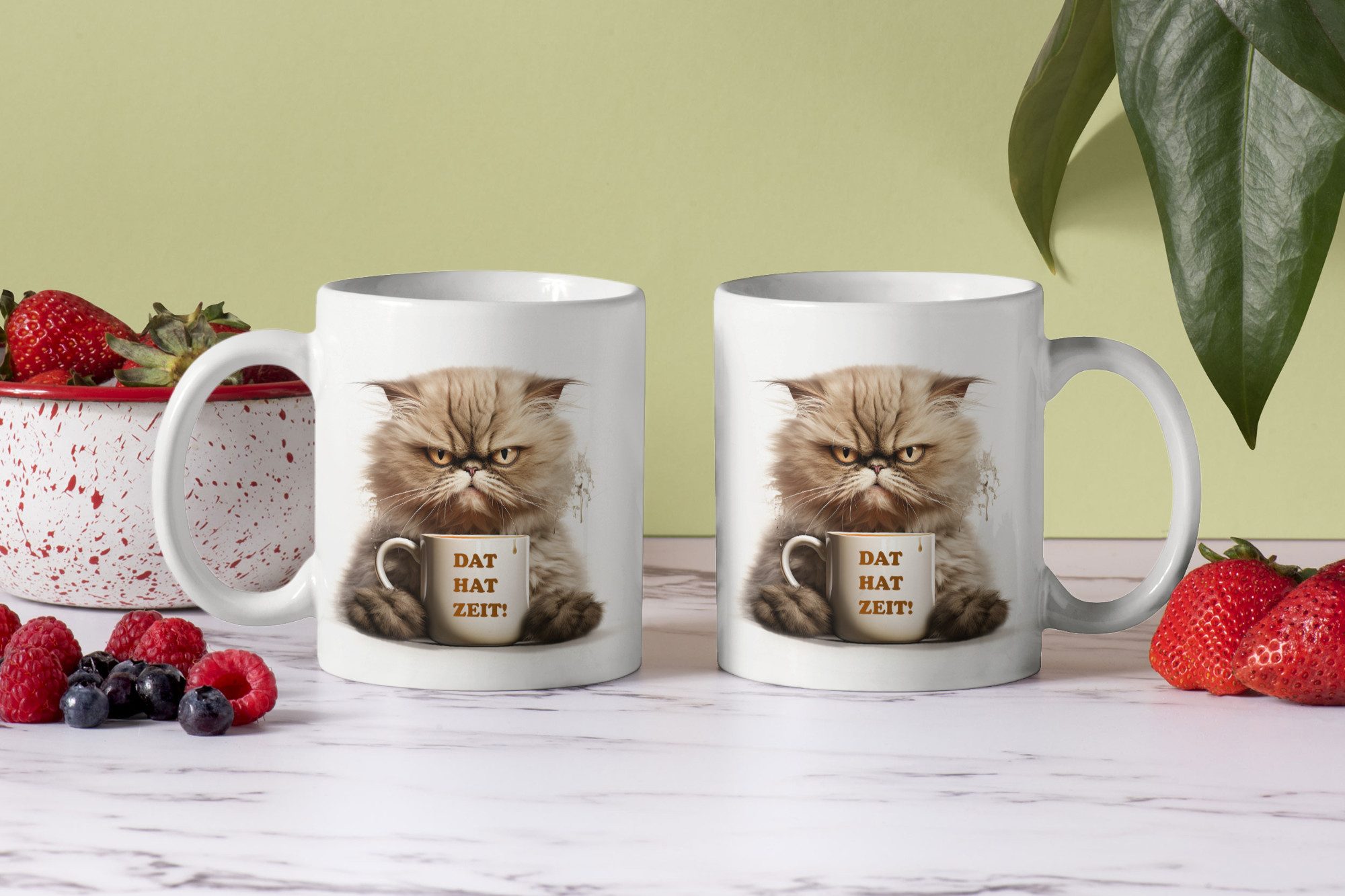 WS-Trend Tasse Katze DAT HAT ZEIT Kaffeetasse Teetasse 325 ml Lustiges Design, 1-tlg., Keramik, Geschenkidee