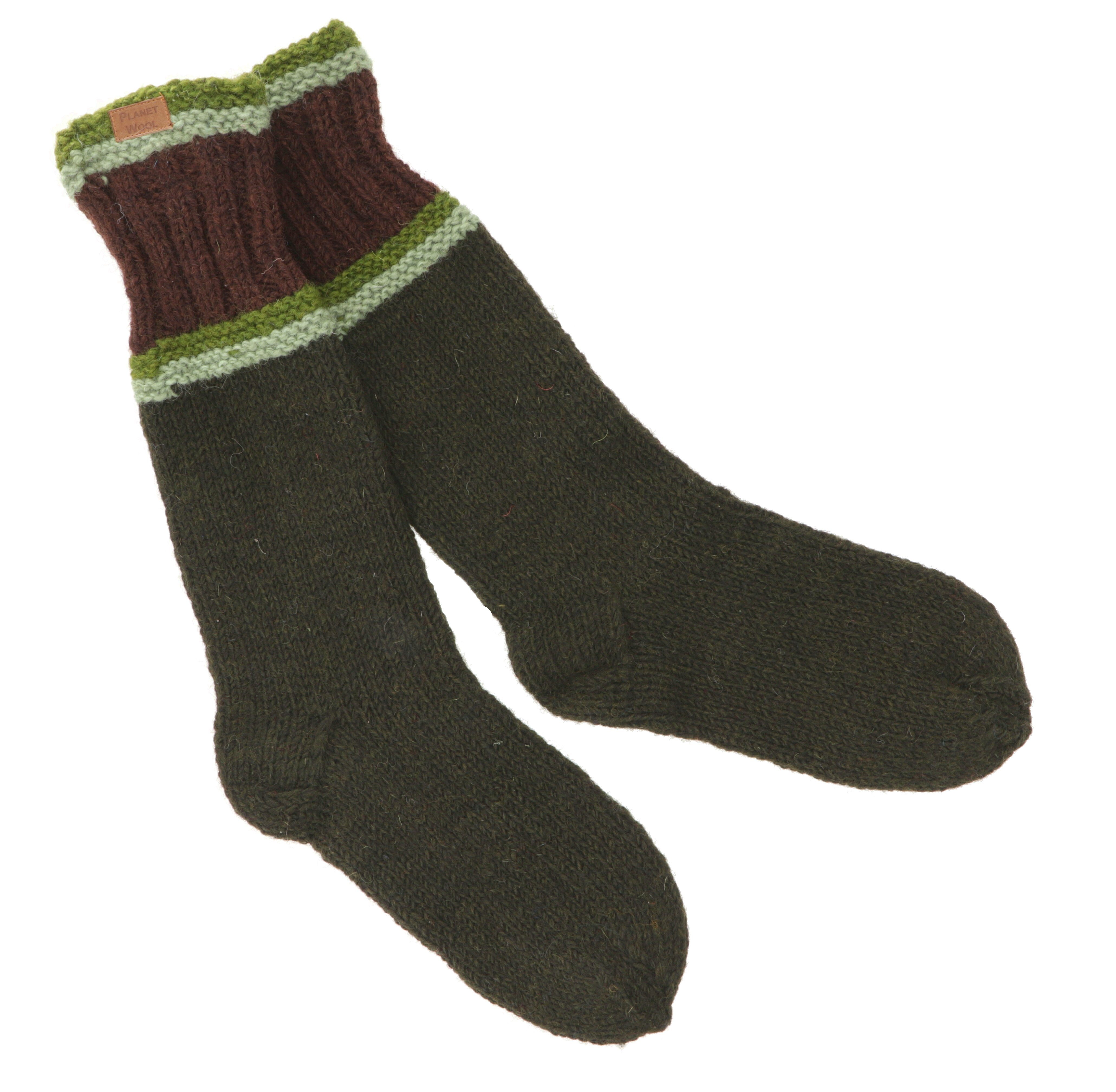 Guru-Shop Haussocken Handgestrickte Schafwollsocken, Haussocken,..