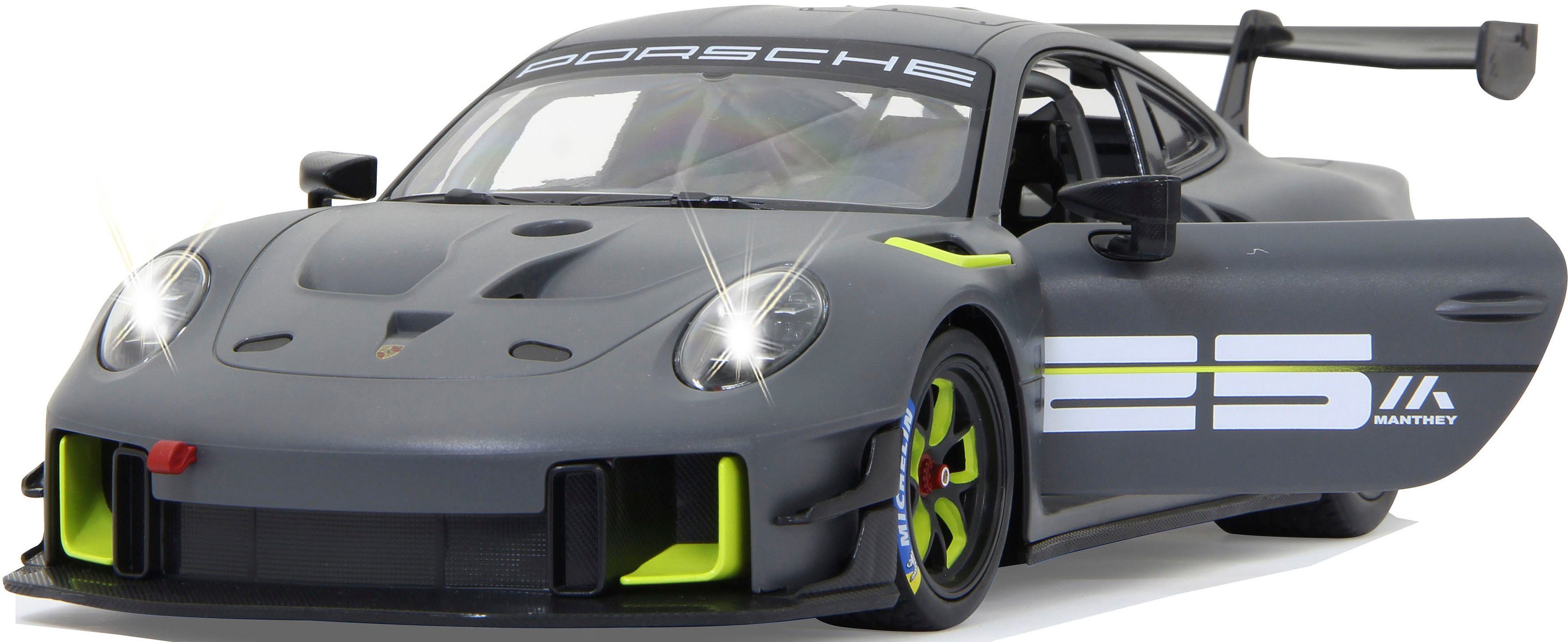 Jamara RC Car Deluxe Cars, Porsche 911 GT2 RS Clubsport 25 1:14, grey - 2.4 GHz, with LED lights