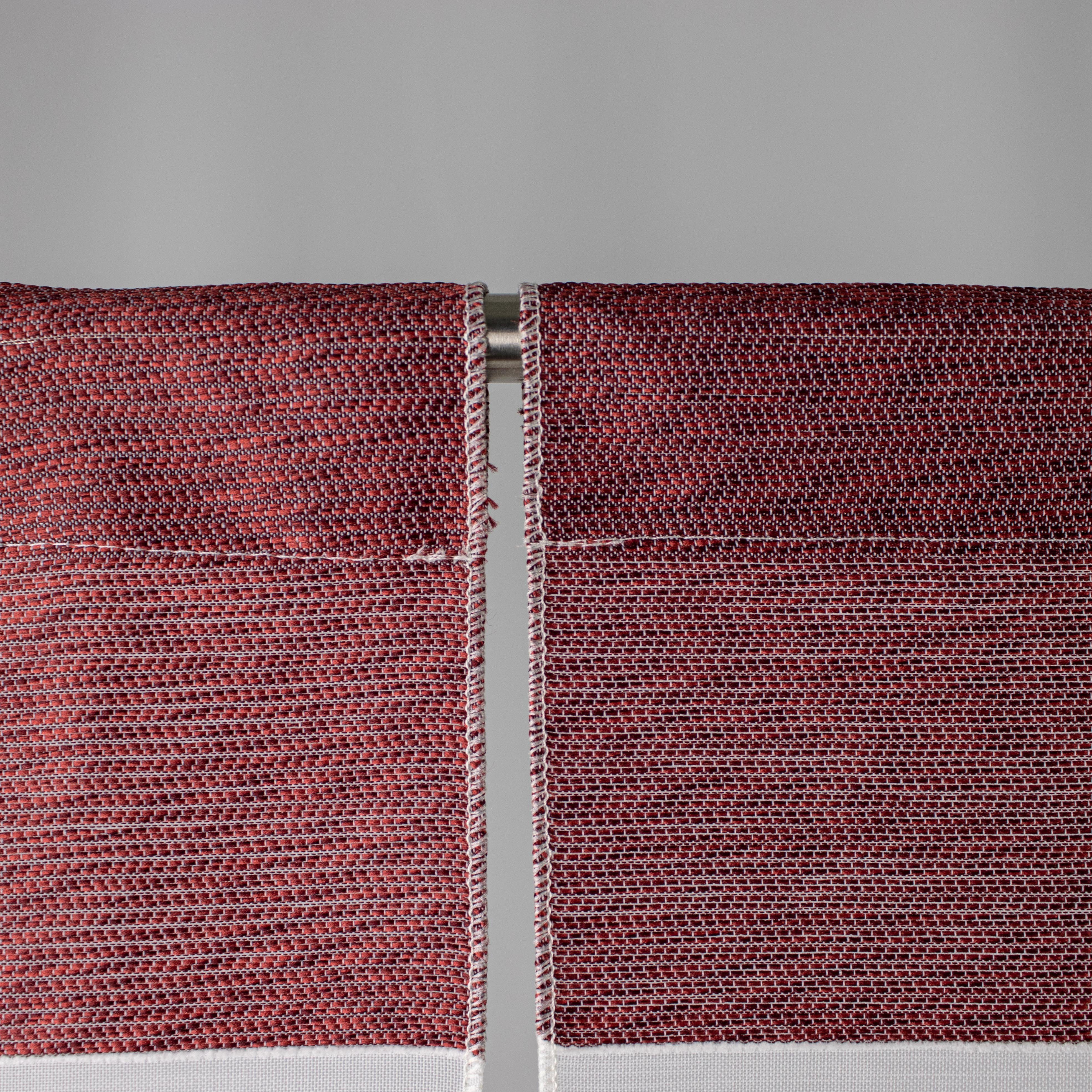 Scheibengardine 3er Rot Küchengardine 2280, Flächenvorhänge Stangendurchzug Weiß Miniflächen Effektvoile, 3er Set Tunnelzug (3 Set St), halbtransparent, Scheibengardine EXPERIENCE