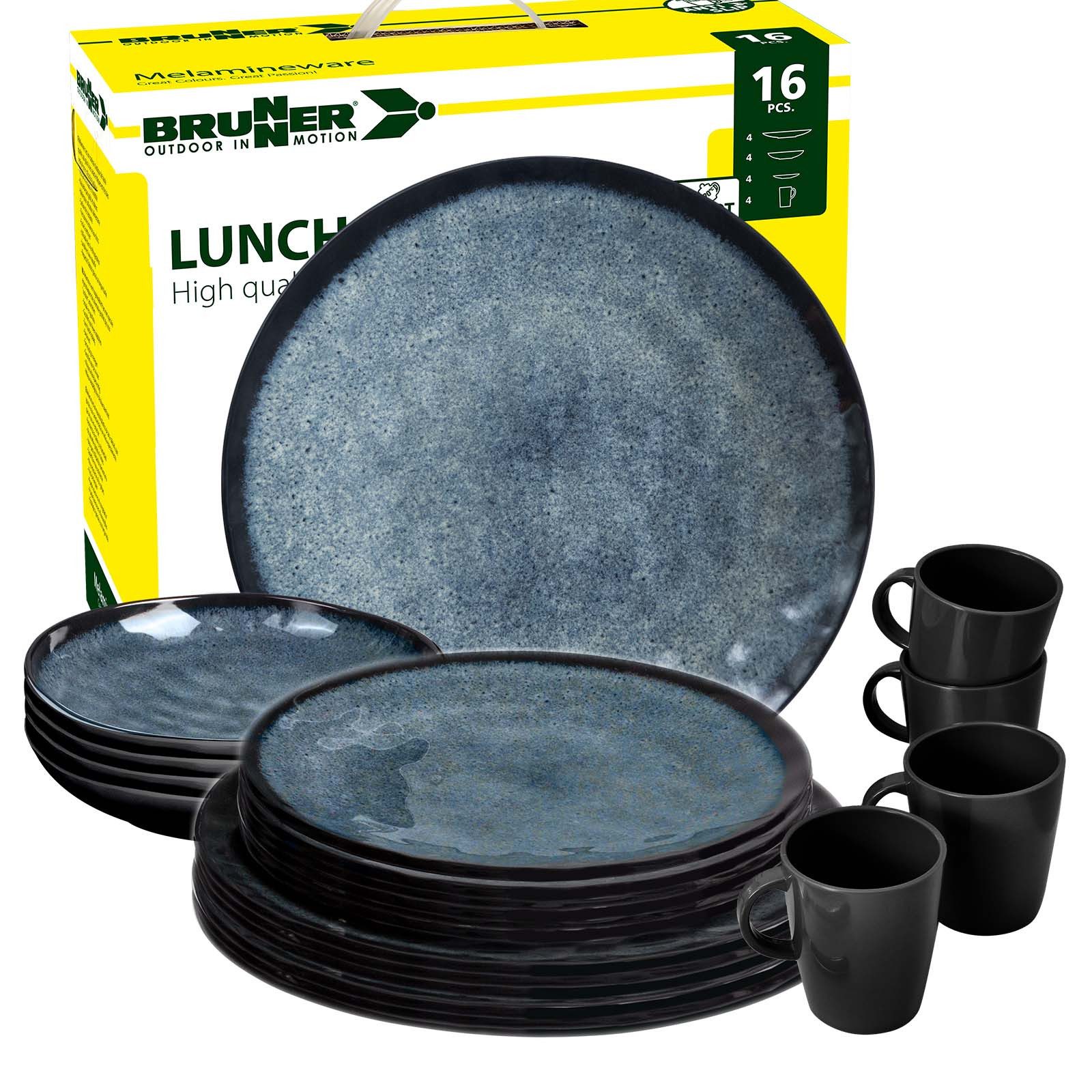 BRUNNER Geschirr-Set BRUNNER Camping Geschirrset VENETIAN (8, 12, 16, 36-Teile) Rutschfest (16-tlg)