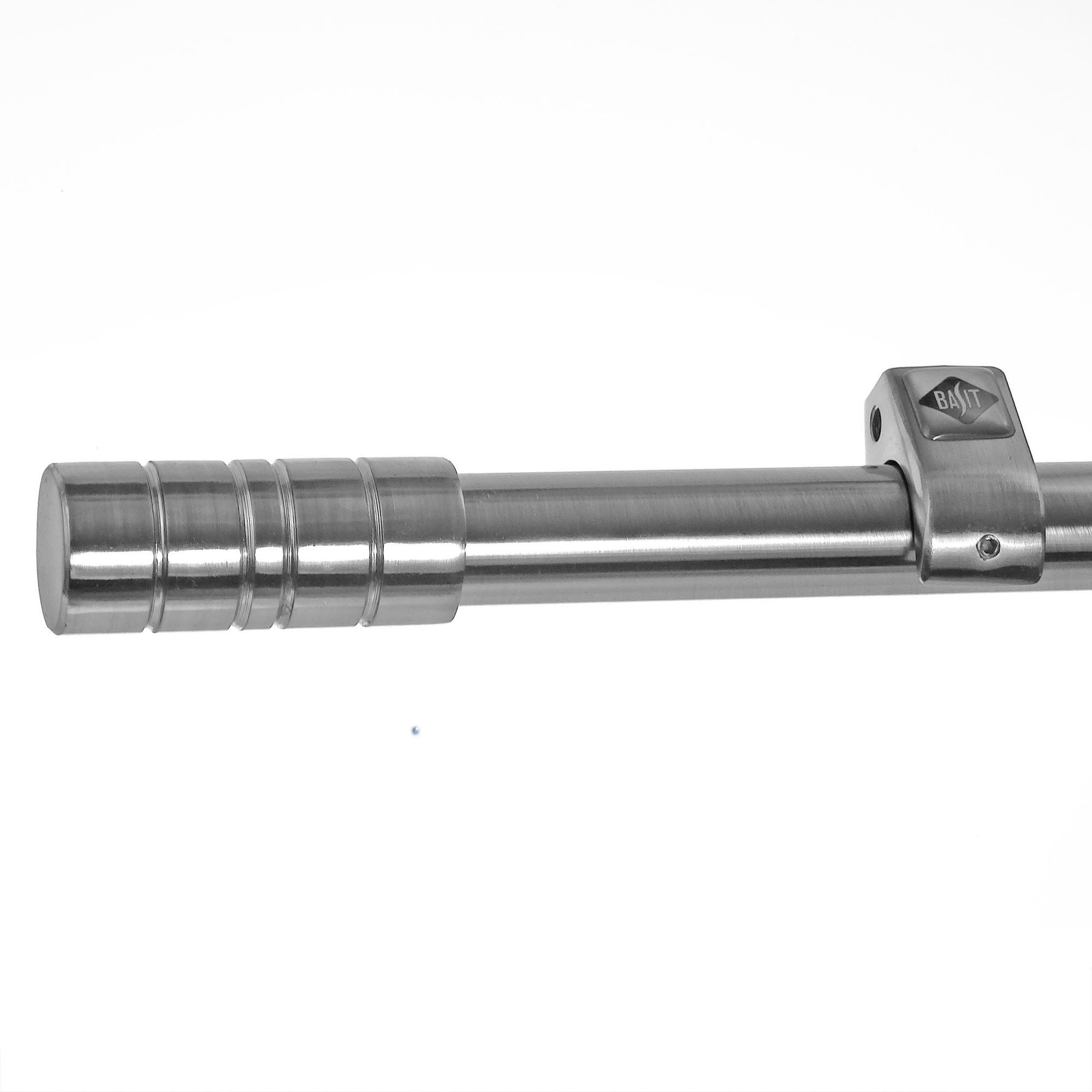 BASIT Gardinenstange Edelstahloptik 20mm mit Wandträgern 280 cm E34, Ø 20 mm, 1-läufig, verschraubt, Metall, D50R 280 cm E34 Zylinder