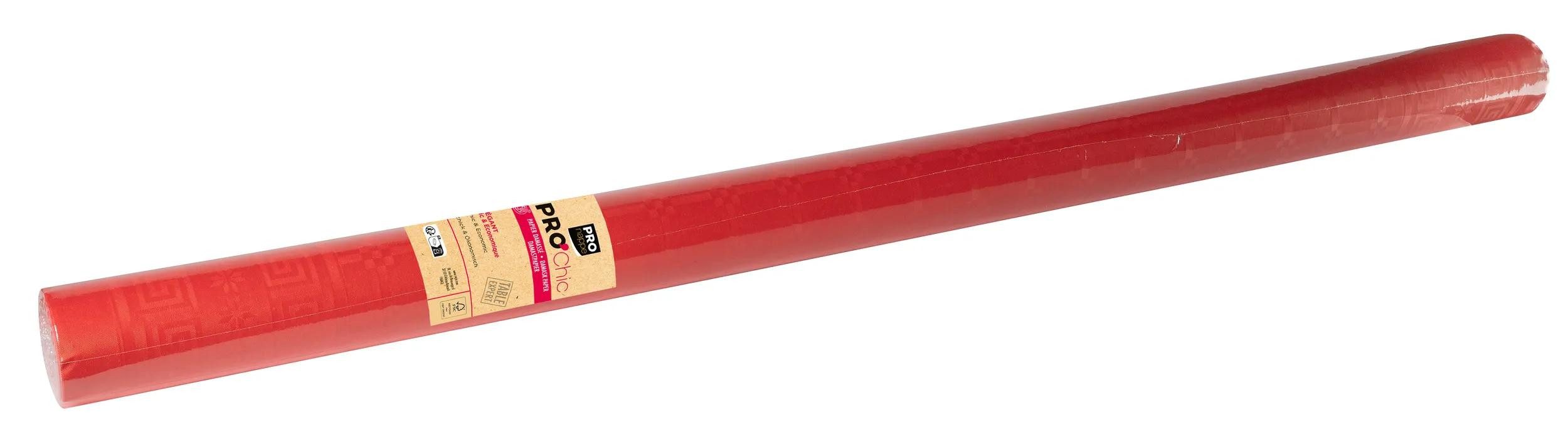 PROnappe Tischband 6x Papiertischdecke auf Rolle mit Damastprägung 1,18x25m Rot R482521I, Nappes rouleaux papier damassé