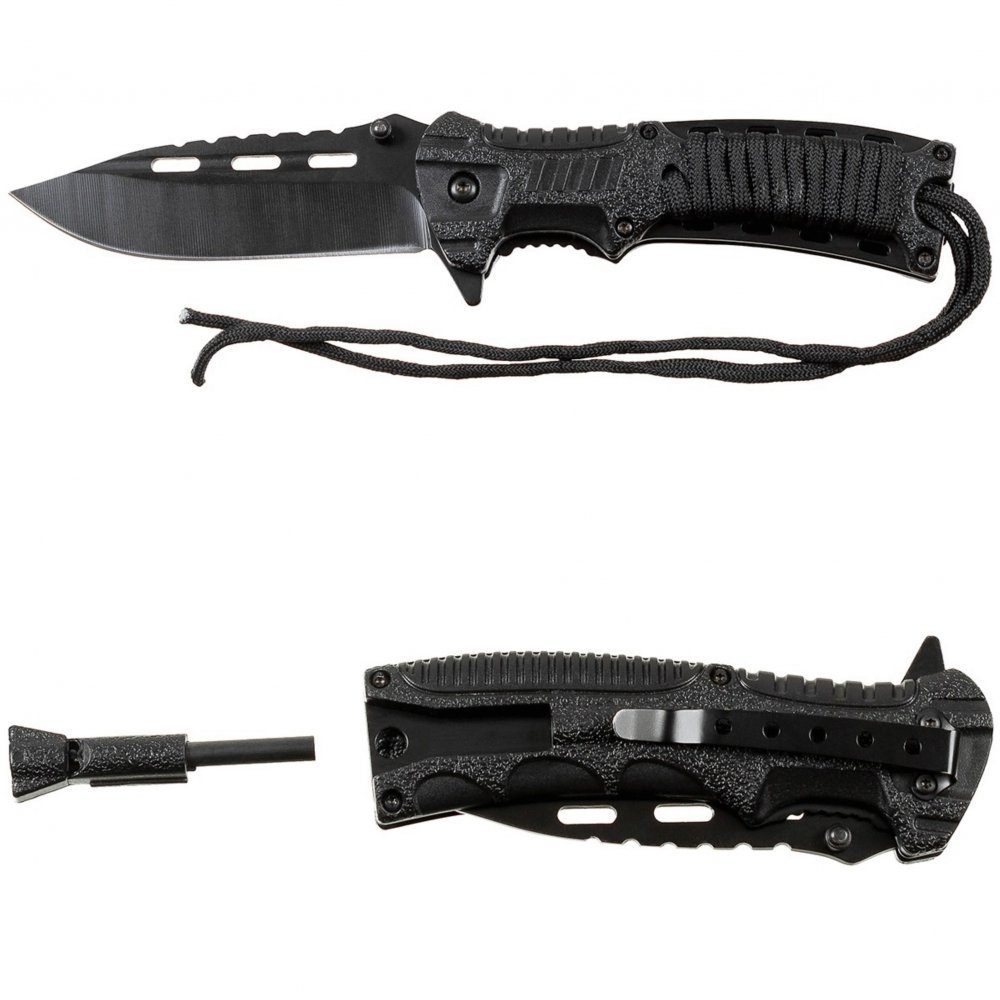 FoxOutdoor Taschenmesser Klappmesser, Einhand, Blackrope, mit Feuerstarter, günstig online kaufen