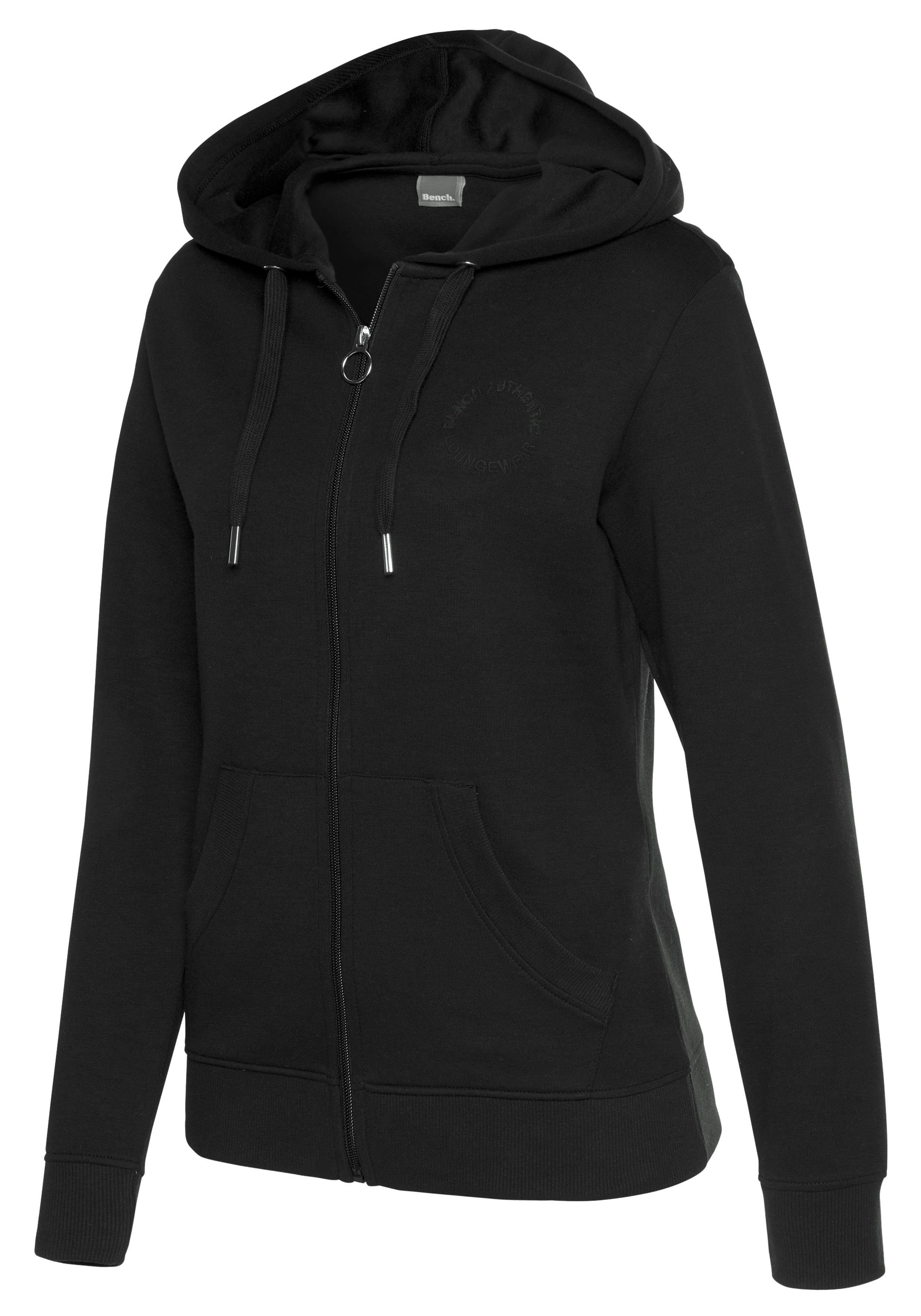 Bench. Loungewear Kapuzensweatjacke mit Logo und Kängurutasche, Loungewear